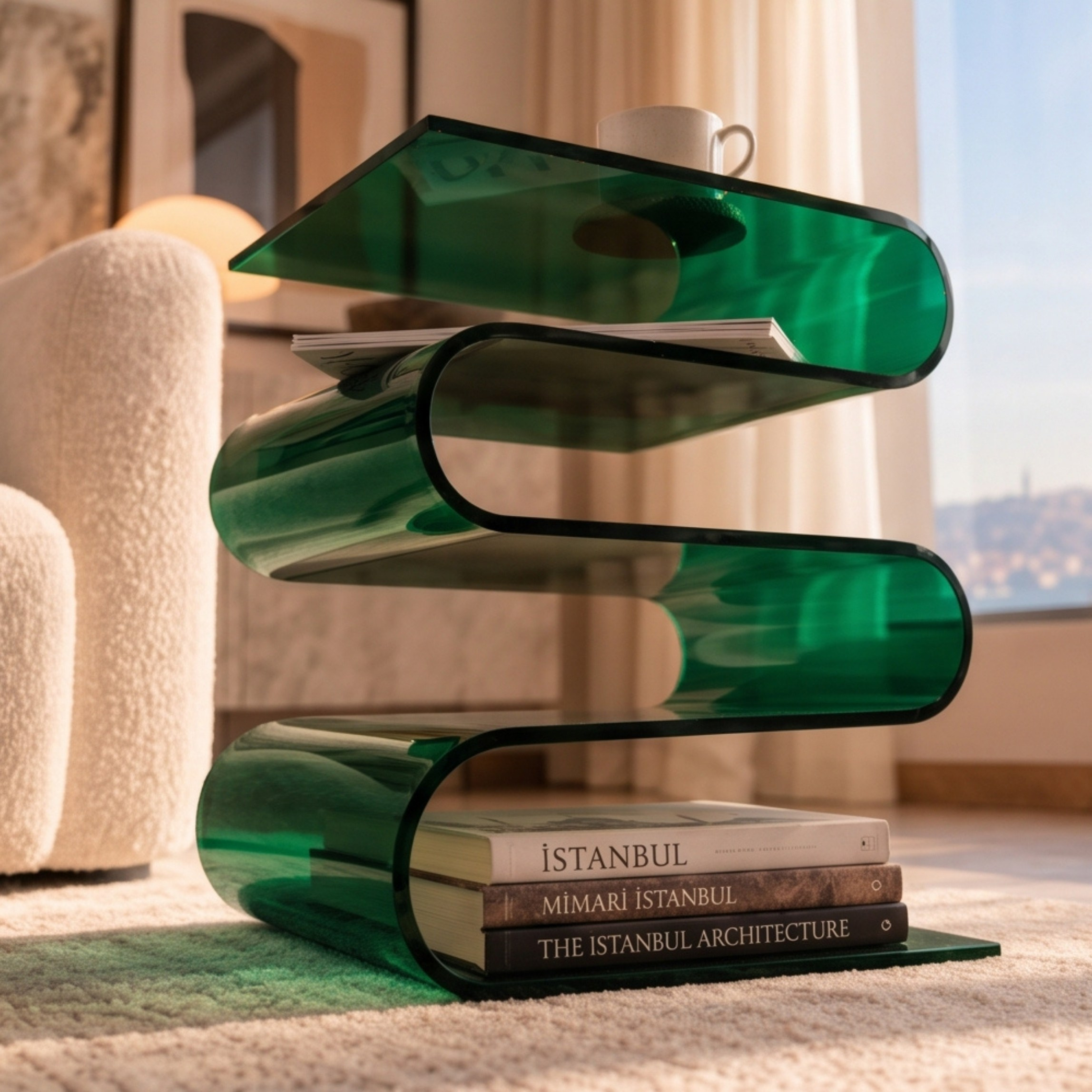 SERPENTIS | Büküm Sanatıyla Şekillenen 5 Yüzeyli Modern Sehpa | Tek Parça Tasarım | Tuva Premium Mobilya