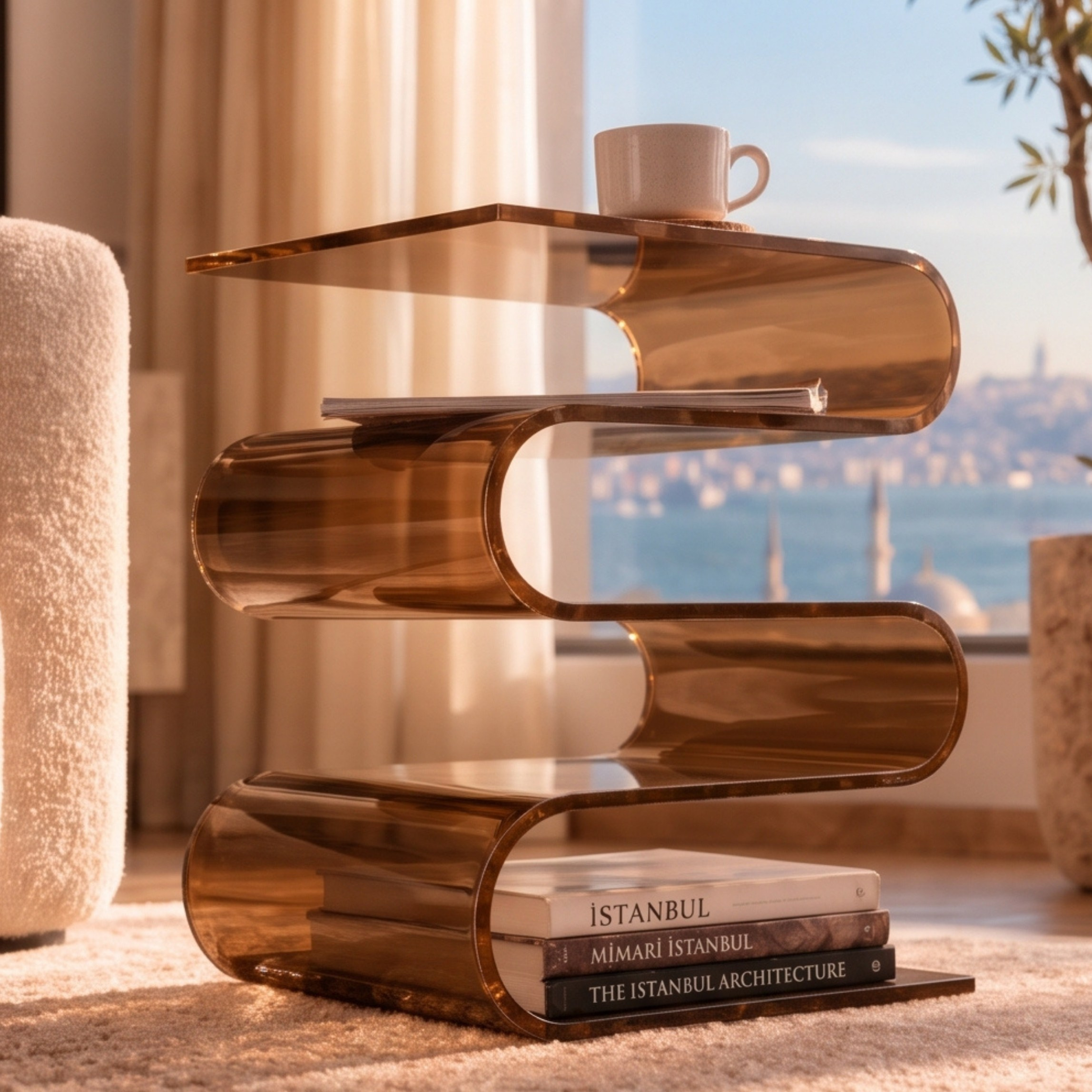 SERPENTIS | Büküm Sanatıyla Şekillenen 5 Yüzeyli Modern Sehpa | Tek Parça Tasarım | Tuva Premium Mobilya