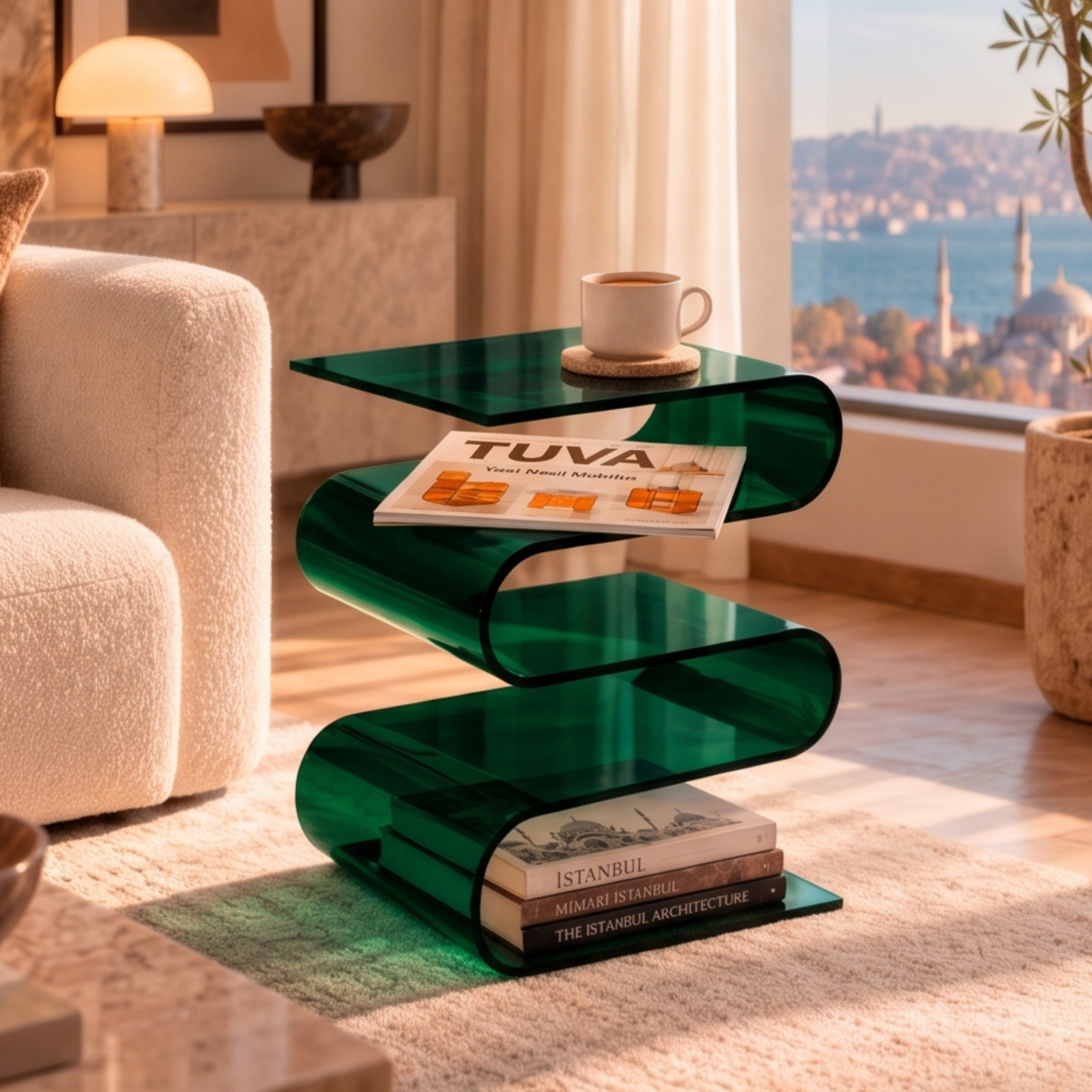SERPENTIS | Büküm Sanatıyla Şekillenen 5 Yüzeyli Modern Sehpa | Tek Parça Tasarım | Tuva Premium Mobilya