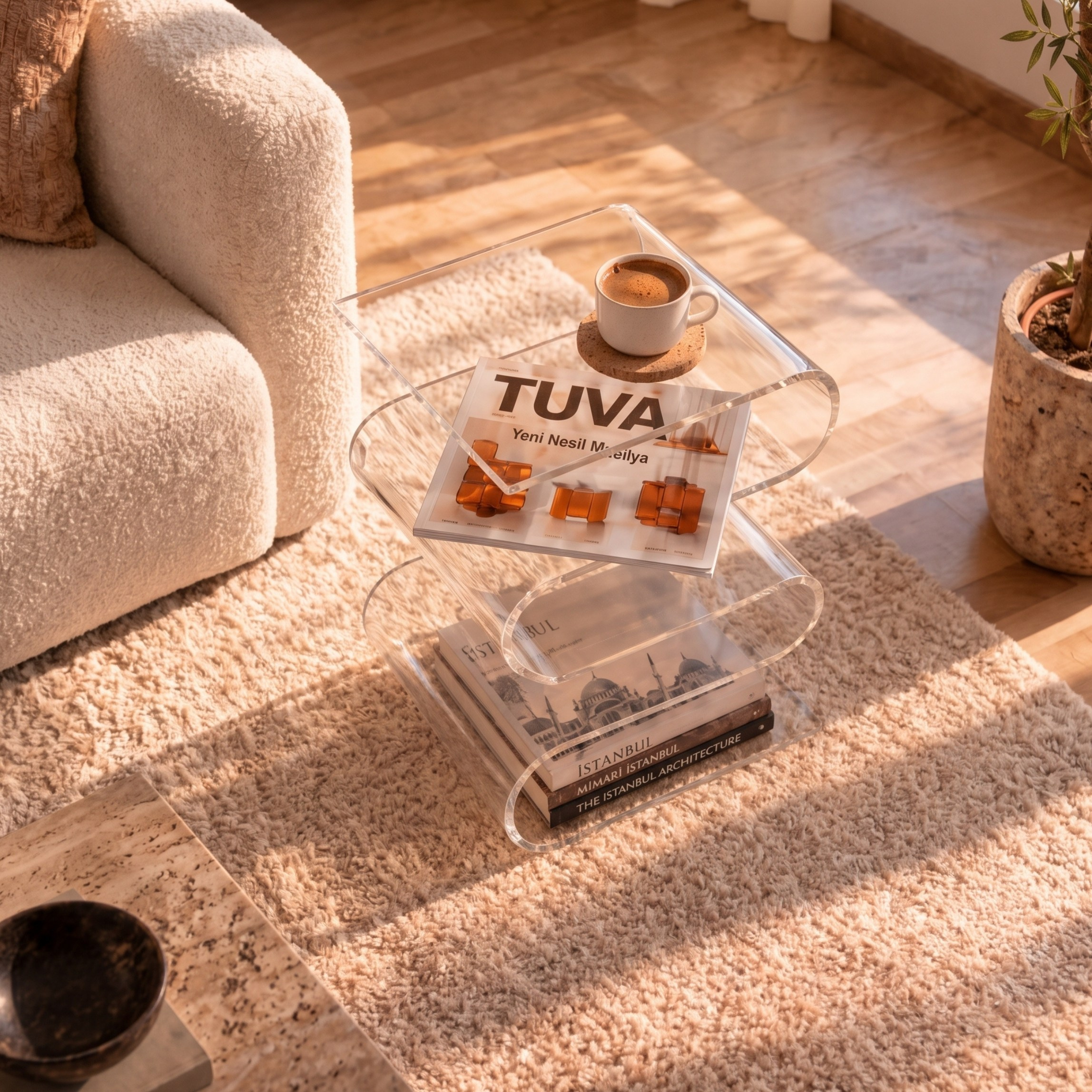 SERPENTIS | Büküm Sanatıyla Şekillenen 5 Yüzeyli Modern Sehpa | Tek Parça Tasarım | Tuva Premium Mobilya