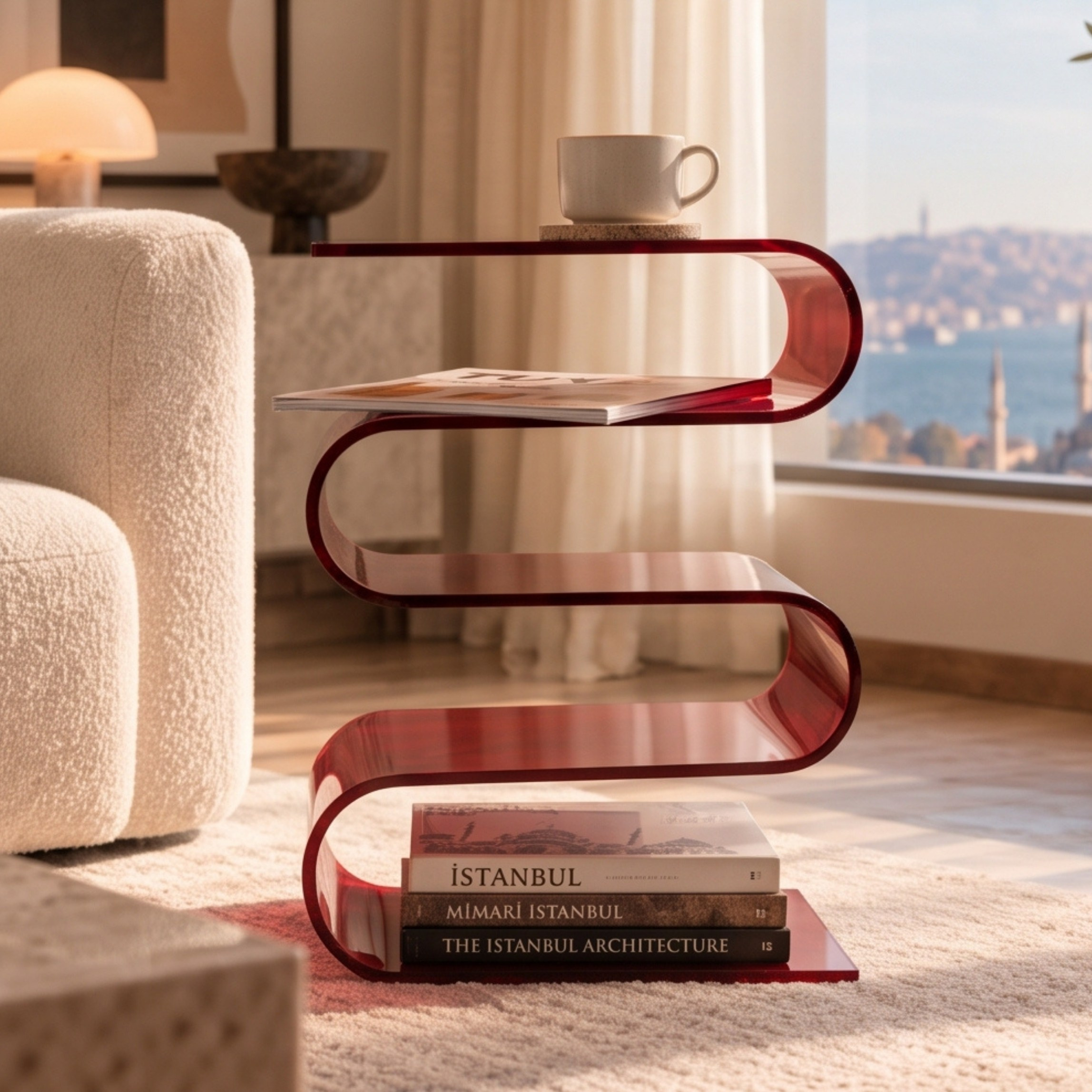 SERPENTIS | Büküm Sanatıyla Şekillenen 5 Yüzeyli Modern Sehpa | Tek Parça Tasarım | Tuva Premium Mobilya