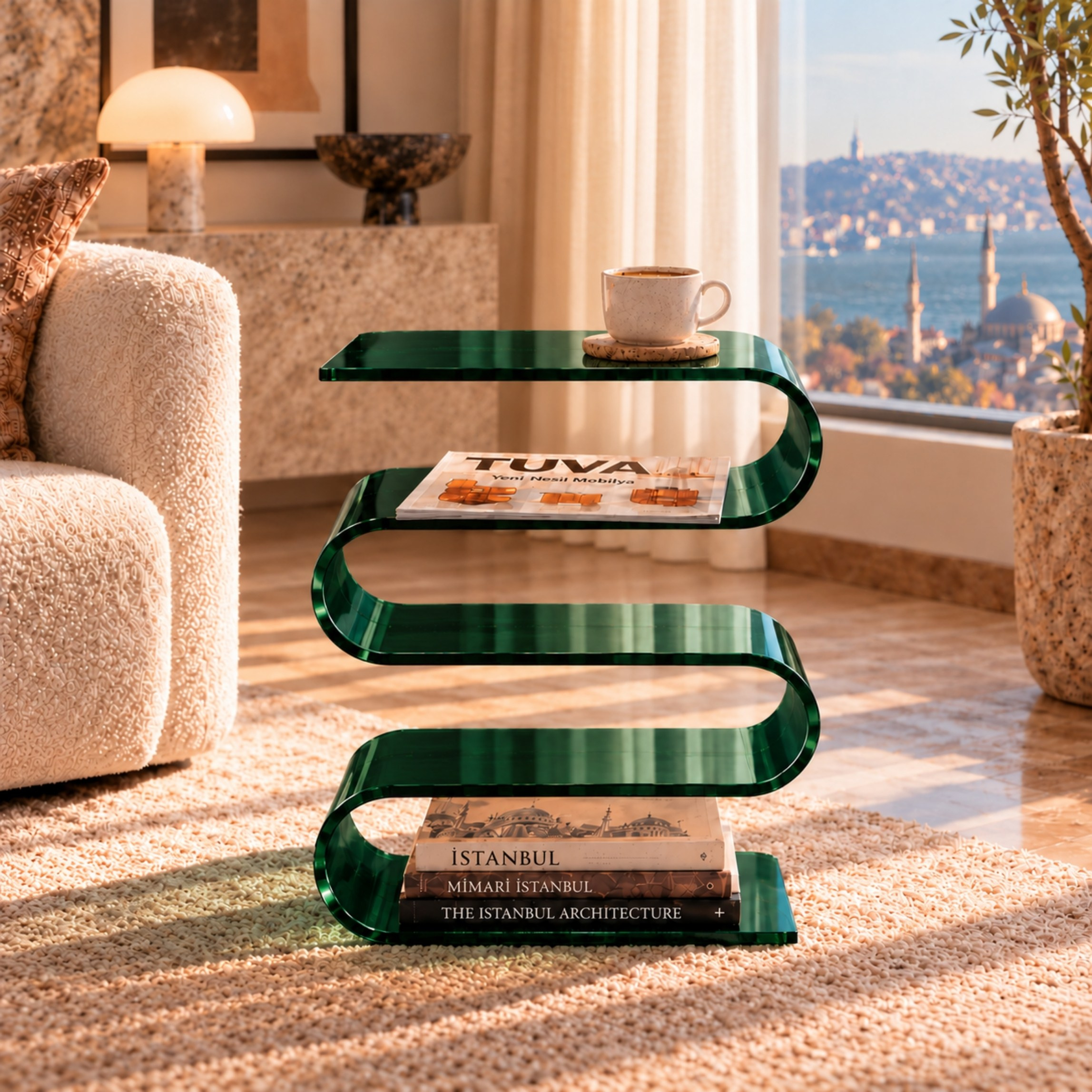 SERPENTIS | Büküm Sanatıyla Şekillenen 5 Yüzeyli Modern Sehpa | Tek Parça Tasarım | Tuva Premium Mobilya
