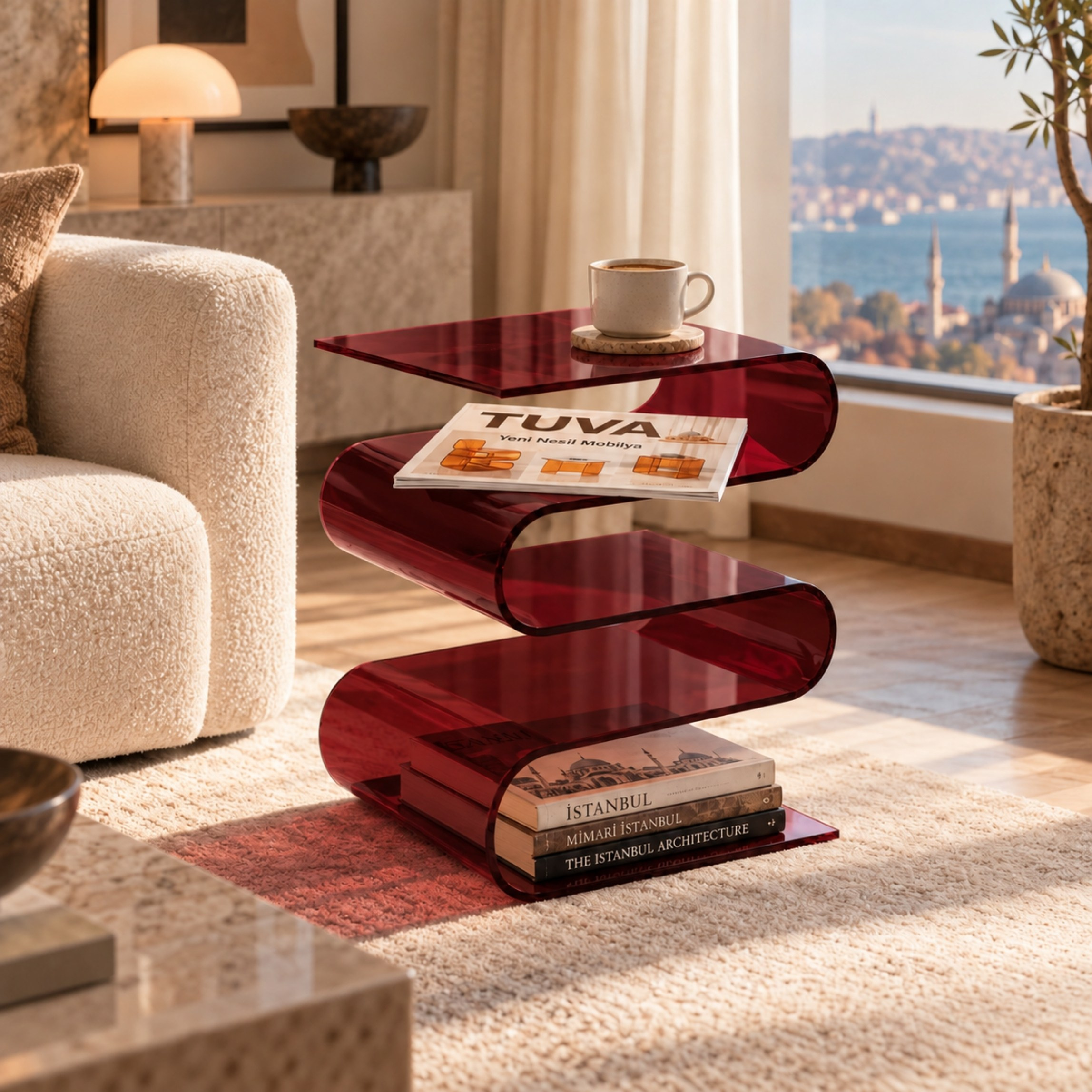SERPENTIS | Büküm Sanatıyla Şekillenen 5 Yüzeyli Modern Sehpa | Tek Parça Tasarım | Tuva Premium Mobilya