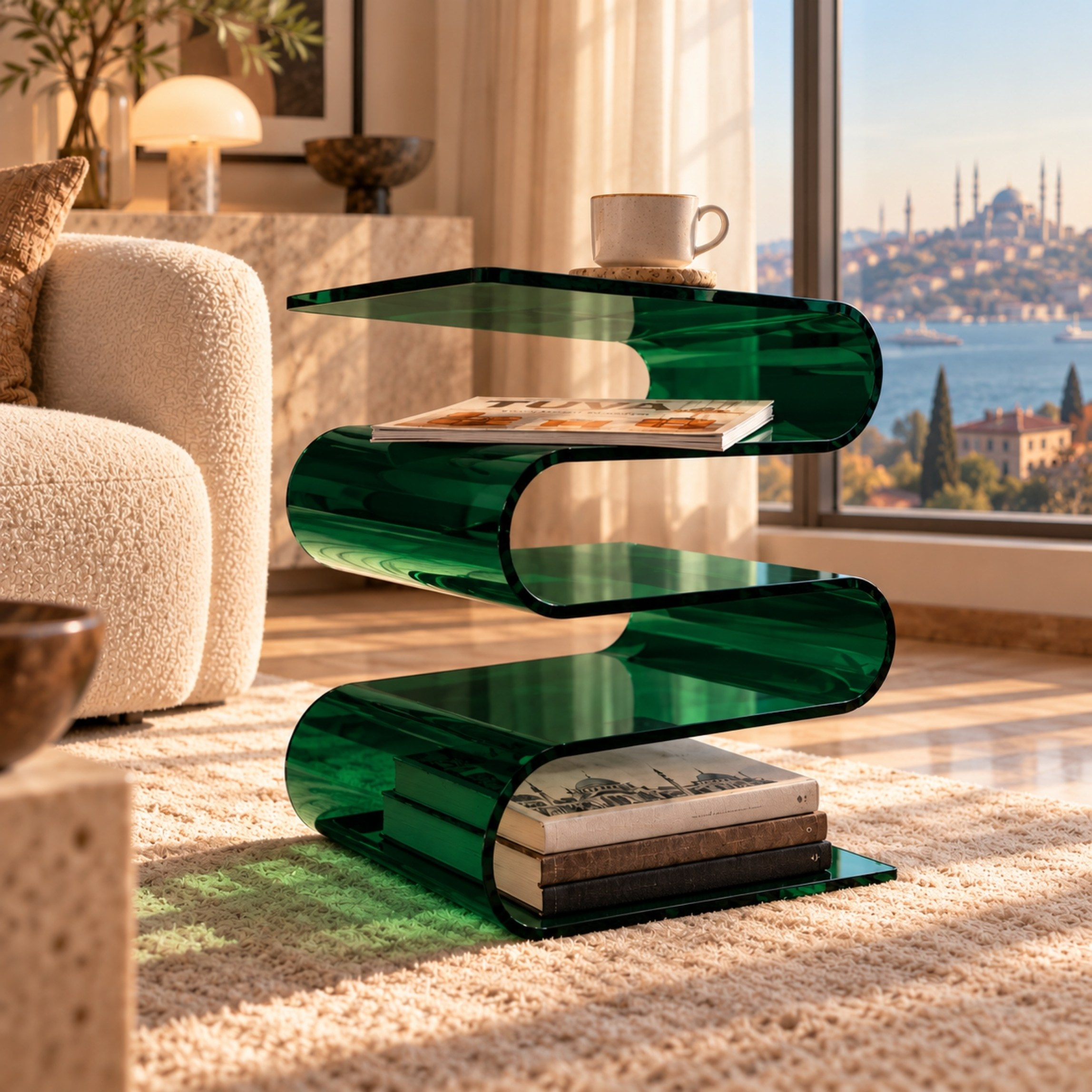 SERPENTIS | Büküm Sanatıyla Şekillenen 5 Yüzeyli Modern Sehpa | Tek Parça Tasarım | Tuva Premium Mobilya