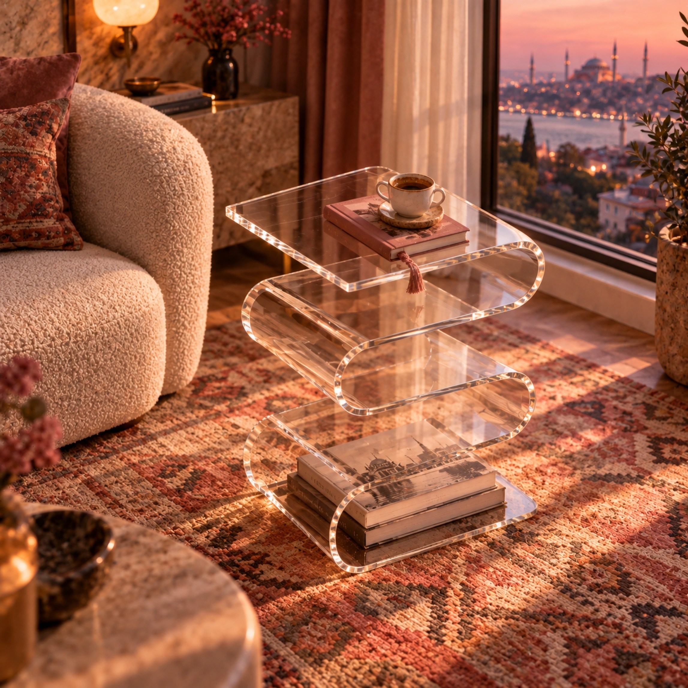 SERPENTIS | Büküm Sanatıyla Şekillenen 5 Yüzeyli Modern Sehpa | Tek Parça Tasarım | Tuva Premium Mobilya