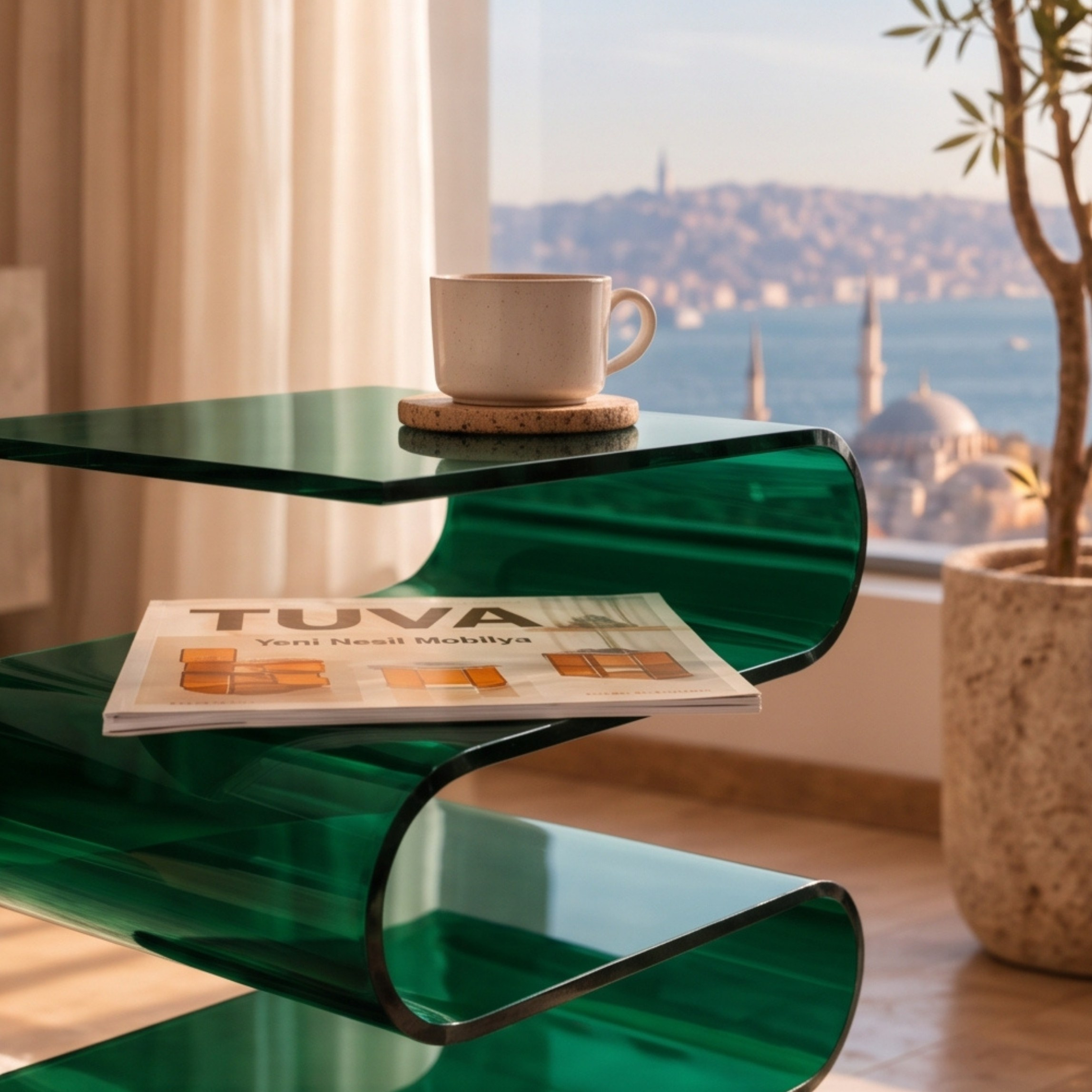 SERPENTIS | Büküm Sanatıyla Şekillenen 5 Yüzeyli Modern Sehpa | Tek Parça Tasarım | Tuva Premium Mobilya