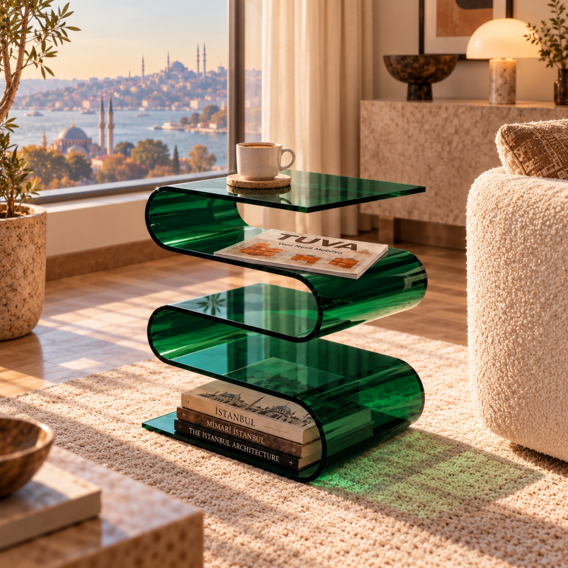 SERPENTIS | Büküm Sanatıyla Şekillenen 5 Yüzeyli Modern Sehpa | Tek Parça Tasarım | Tuva Premium Mobilya