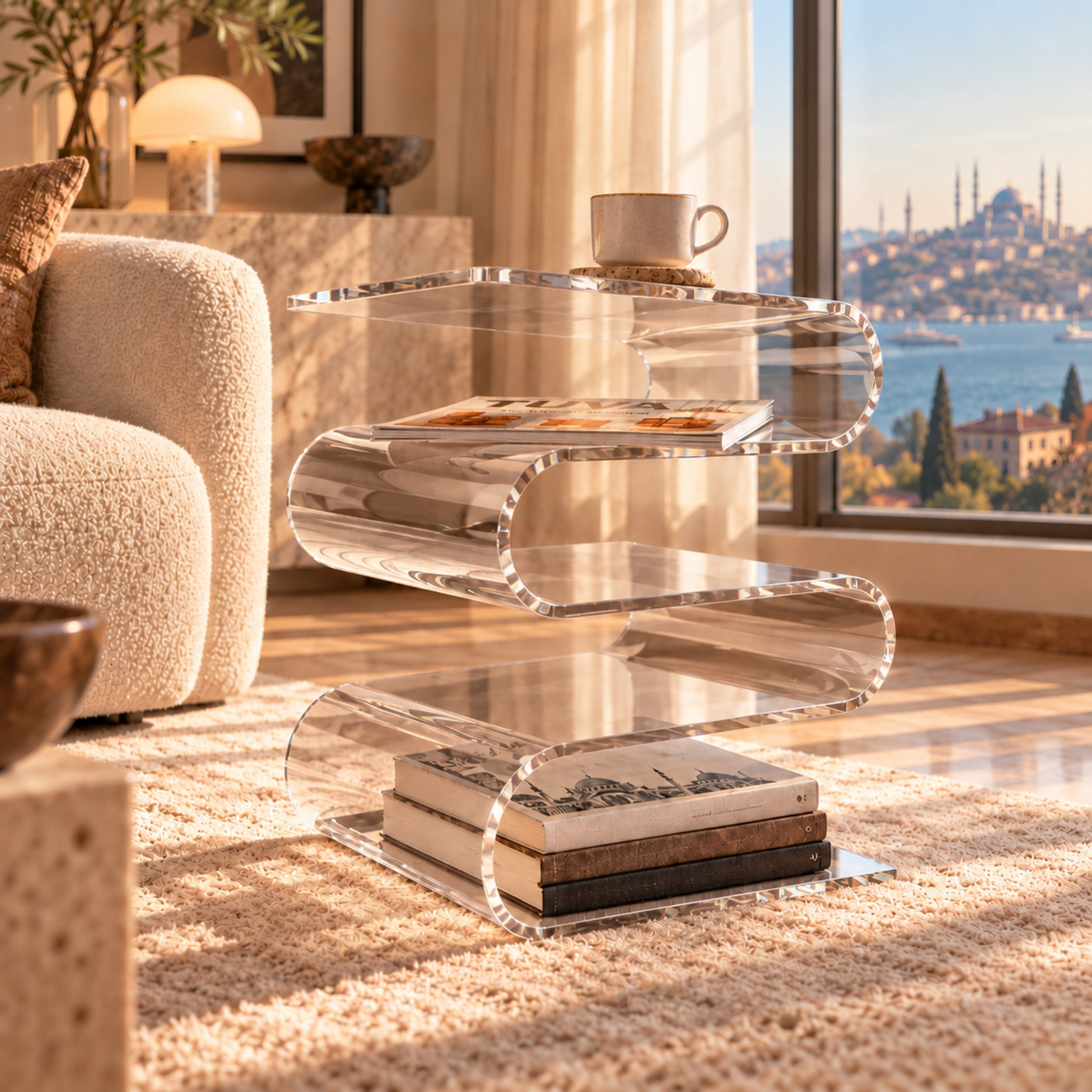 SERPENTIS | Büküm Sanatıyla Şekillenen 5 Yüzeyli Modern Sehpa | Tek Parça Tasarım | Tuva Premium Mobilya