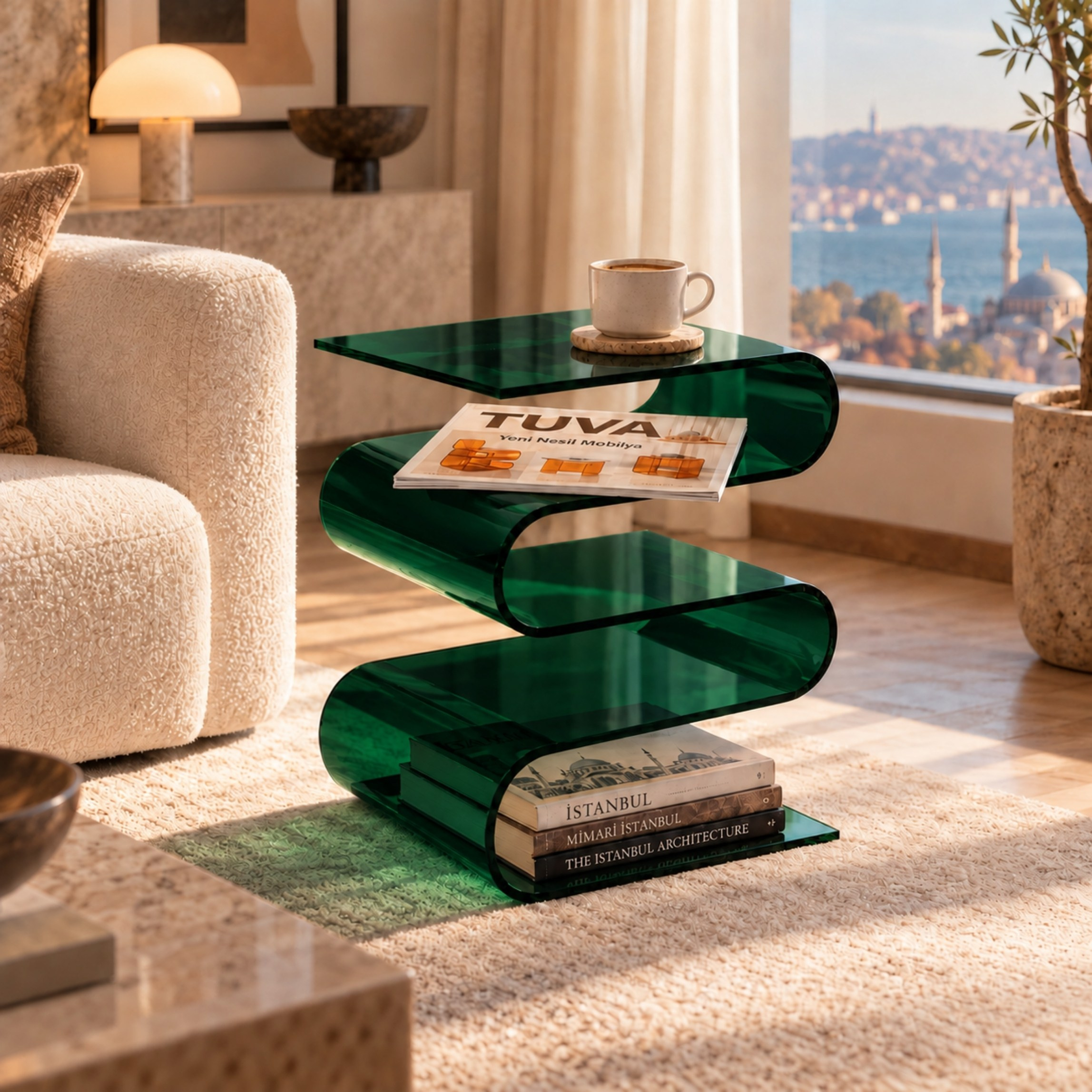 SERPENTIS | Büküm Sanatıyla Şekillenen 5 Yüzeyli Modern Sehpa | Tek Parça Tasarım | Tuva Premium Mobilya