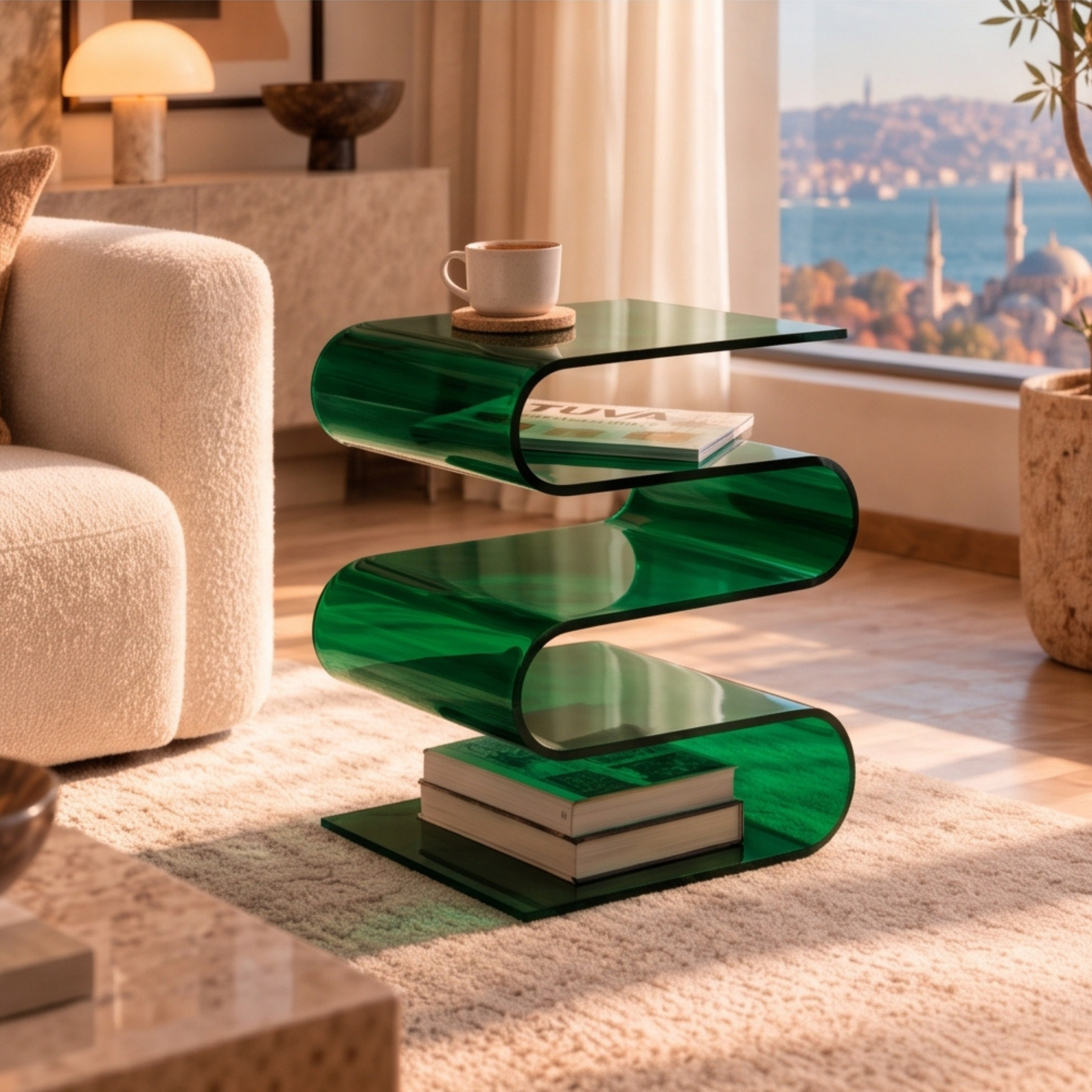 SERPENTIS | Büküm Sanatıyla Şekillenen 5 Yüzeyli Modern Sehpa | Tek Parça Tasarım | Tuva Premium Mobilya