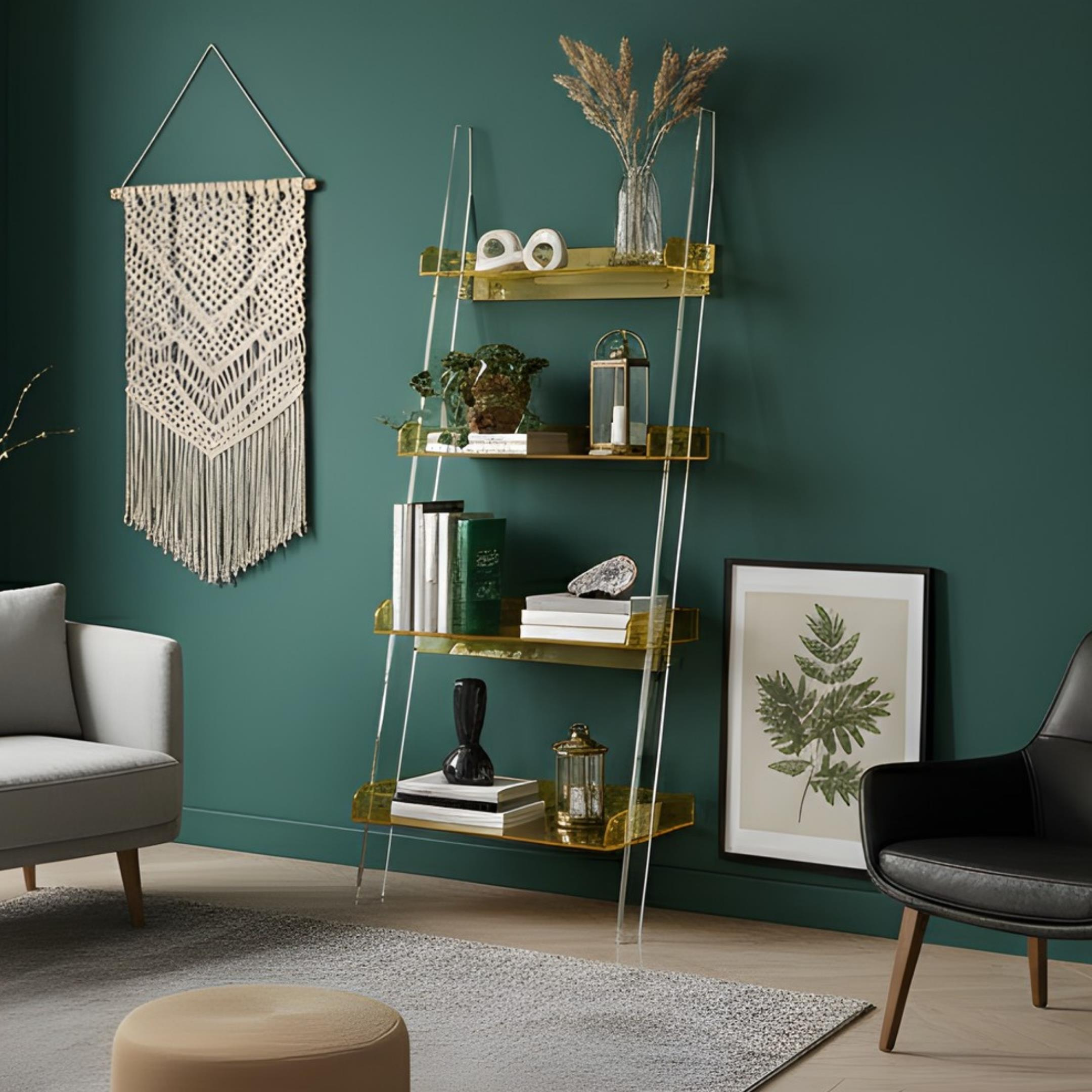 STEPS | Modern Şeffaf Pleksi 4 Kat Raf Merdiven Tasarımlı Raf Ünitesi | Yeni Nesil Sehpa Komodin