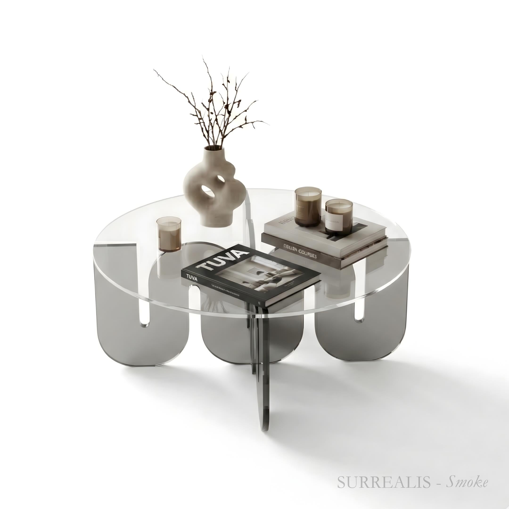 SURREALIS | İç İçe Geçmeli Sürreal Alt Tabanlı Yuvarlak Üst Levha Post-Modern Sehpa