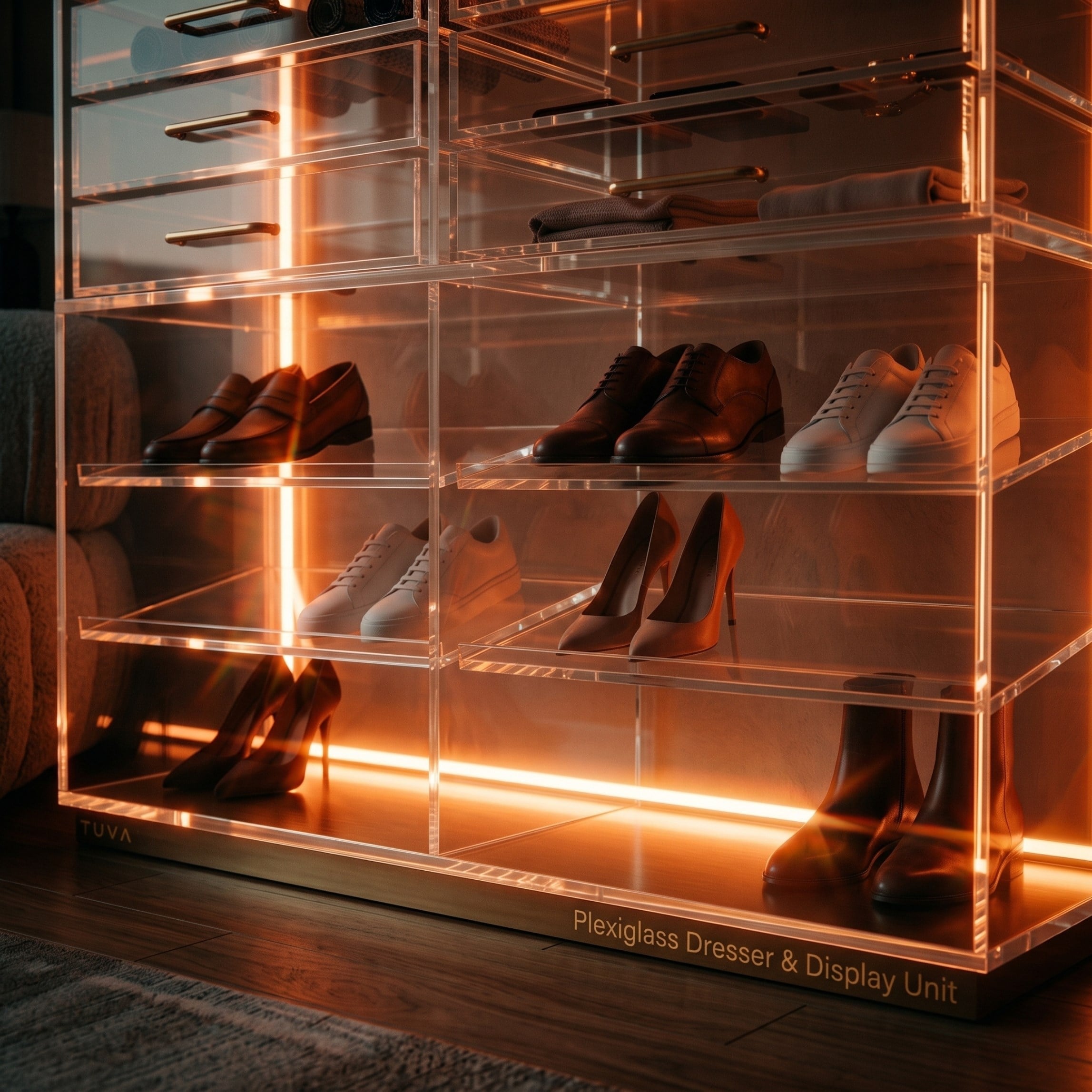 The ACRYLIGHT PEDESTAL |  Lüks Led Aydınlatmalı Şeffaf Pleksiglas Şifonyer ve Konsol