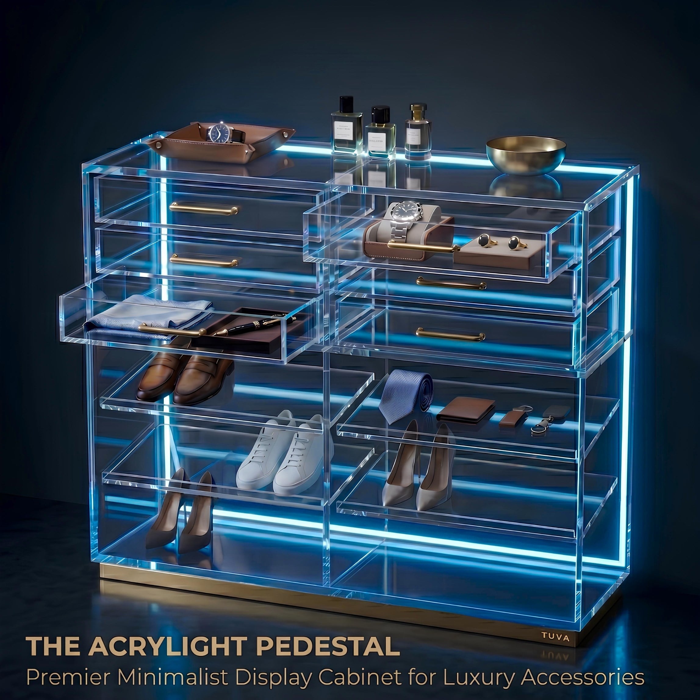 The ACRYLIGHT PEDESTAL |  Lüks Led Aydınlatmalı Şeffaf Pleksiglas Şifonyer ve Konsol