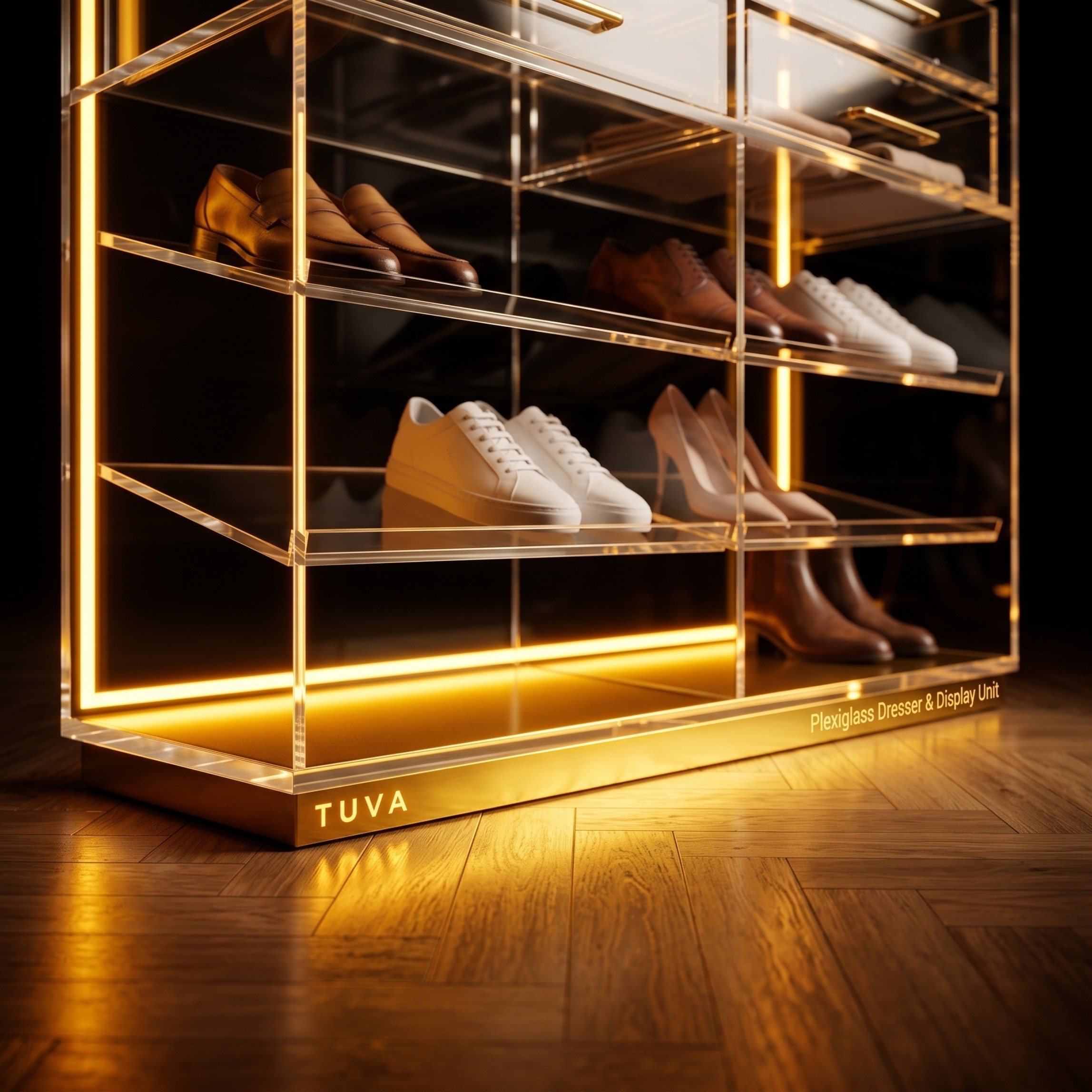 The ACRYLIGHT PEDESTAL |  Lüks Led Aydınlatmalı Şeffaf Pleksiglas Şifonyer ve Konsol