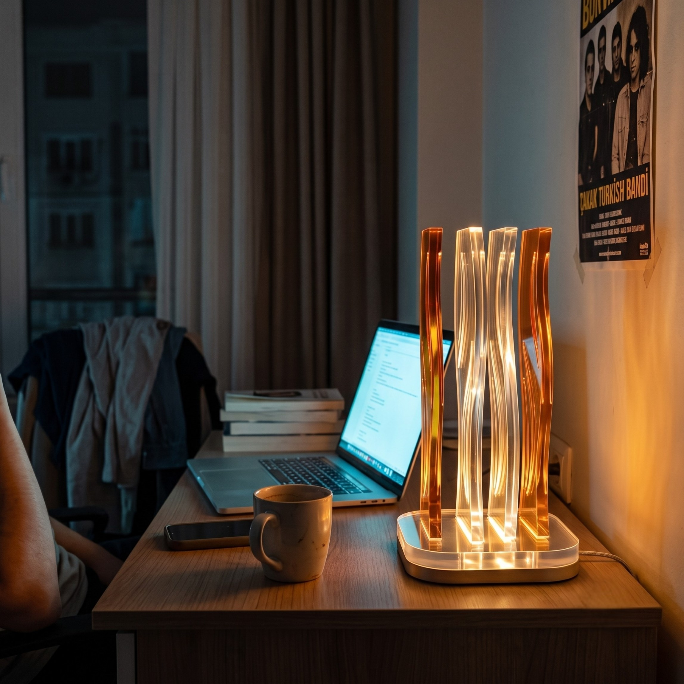 WAVE | Akrilik LED Masa Lambası | Uzaktan Kumandalı +100 Renk RGB Ambiyans Işığı | Dekoratif Modern Salon Yatak Odası Gece Lambası | Collection