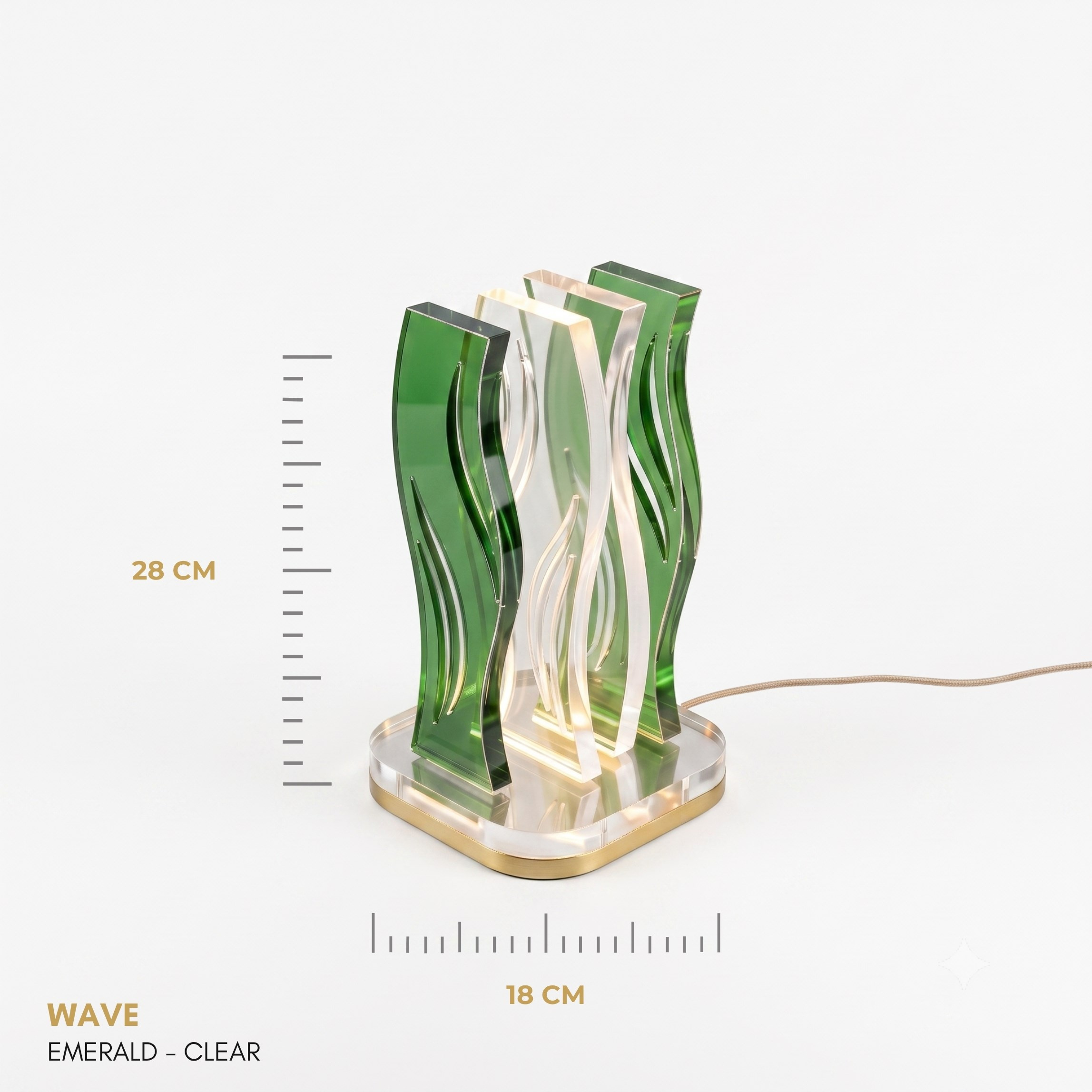 WAVE | Akrilik LED Masa Lambası | Uzaktan Kumandalı +100 Renk RGB Ambiyans Işığı | Dekoratif Modern Salon Yatak Odası Gece Lambası | Collection