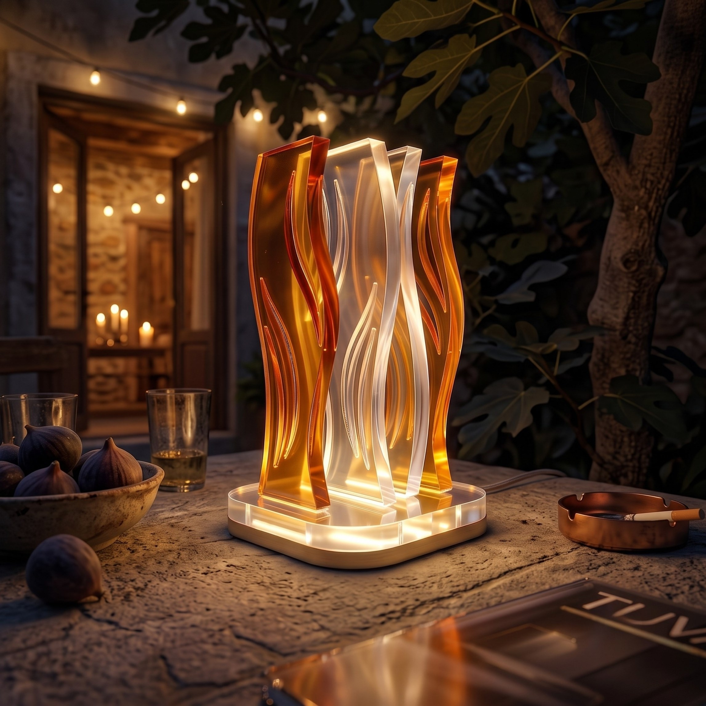 WAVE | Akrilik LED Masa Lambası | Uzaktan Kumandalı +100 Renk RGB Ambiyans Işığı | Dekoratif Modern Salon Yatak Odası Gece Lambası | Collection