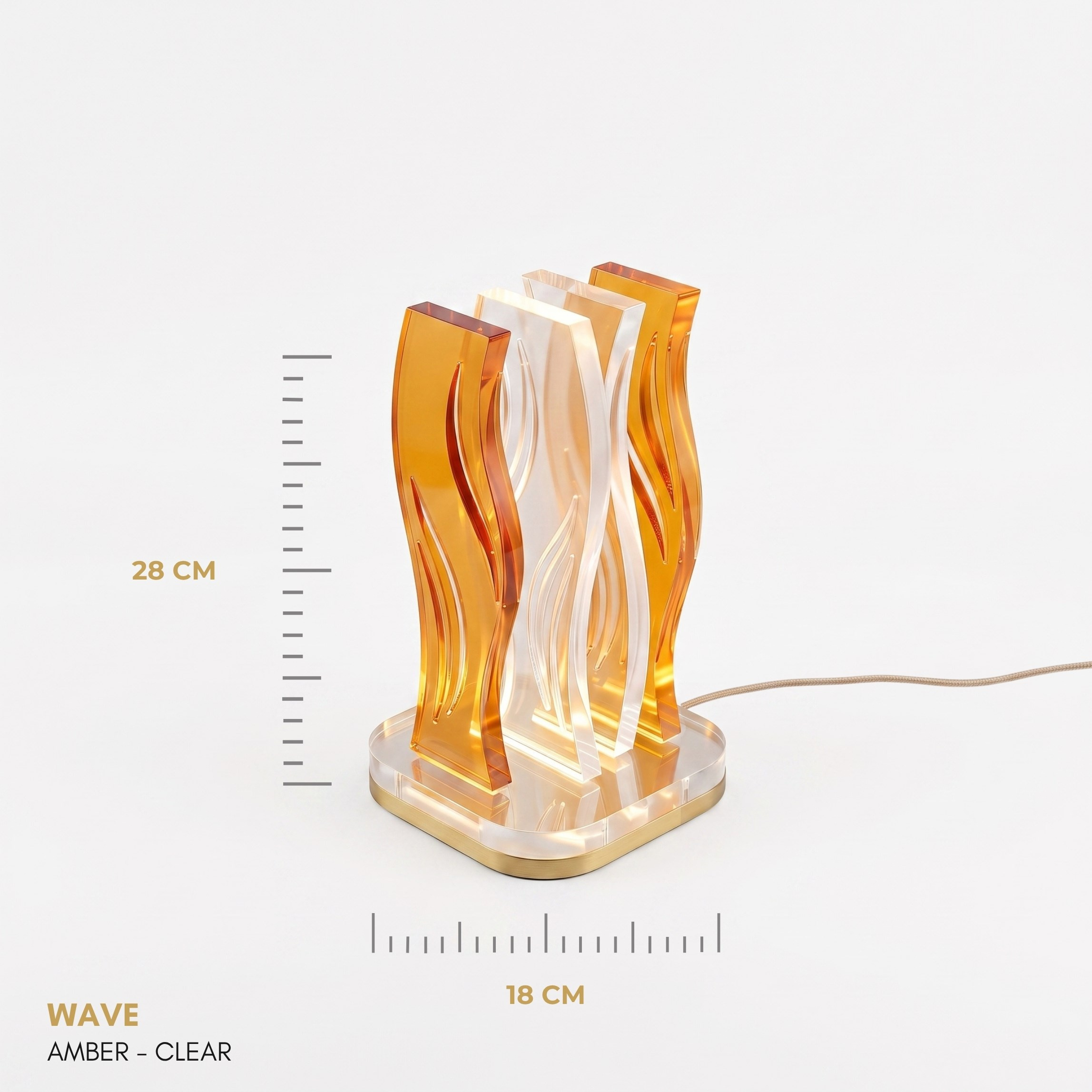 WAVE | Akrilik LED Masa Lambası | Uzaktan Kumandalı +100 Renk RGB Ambiyans Işığı | Dekoratif Modern Salon Yatak Odası Gece Lambası | Collection
