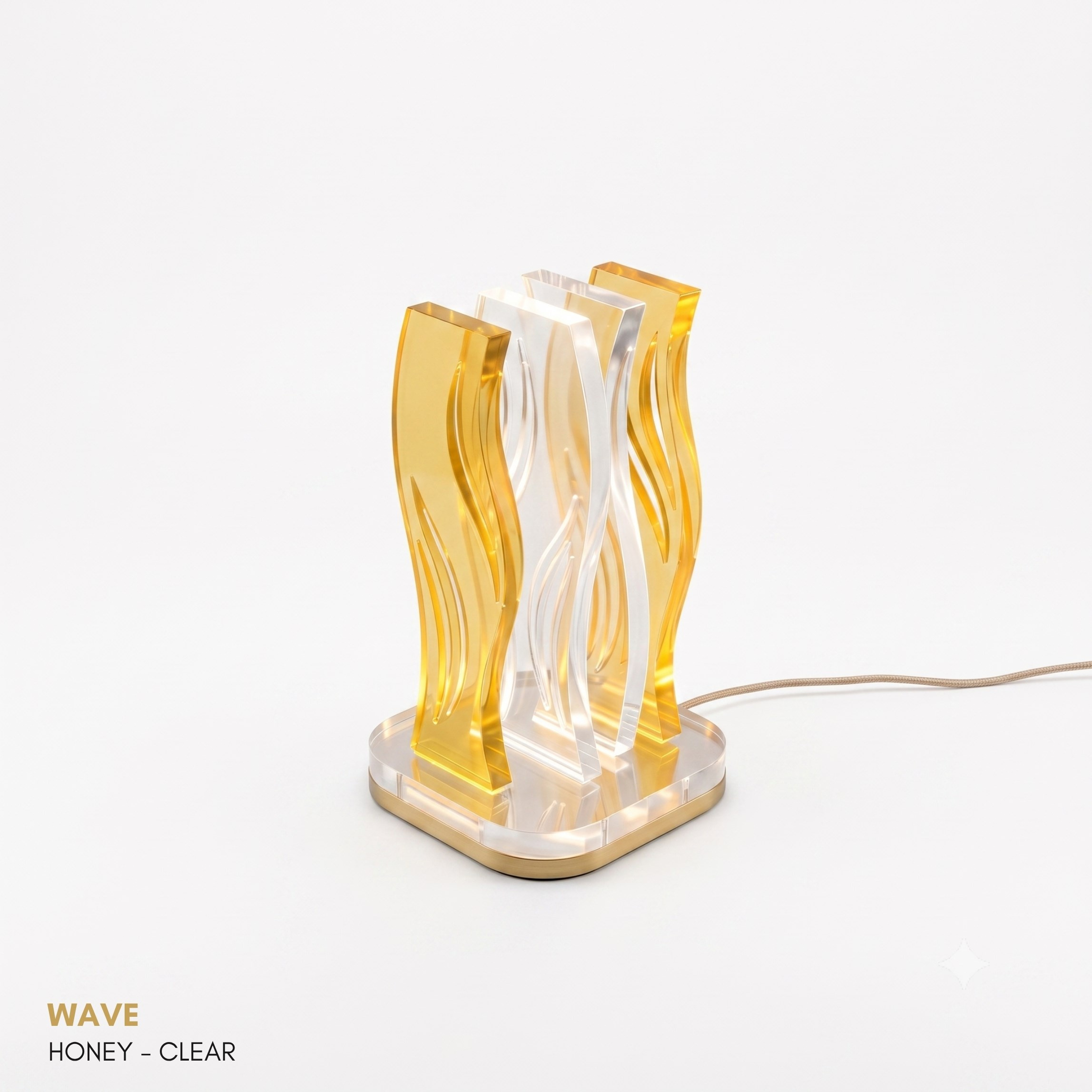 WAVE | Akrilik LED Masa Lambası | Uzaktan Kumandalı +100 Renk RGB Ambiyans Işığı | Dekoratif Modern Salon Yatak Odası Gece Lambası | Collection