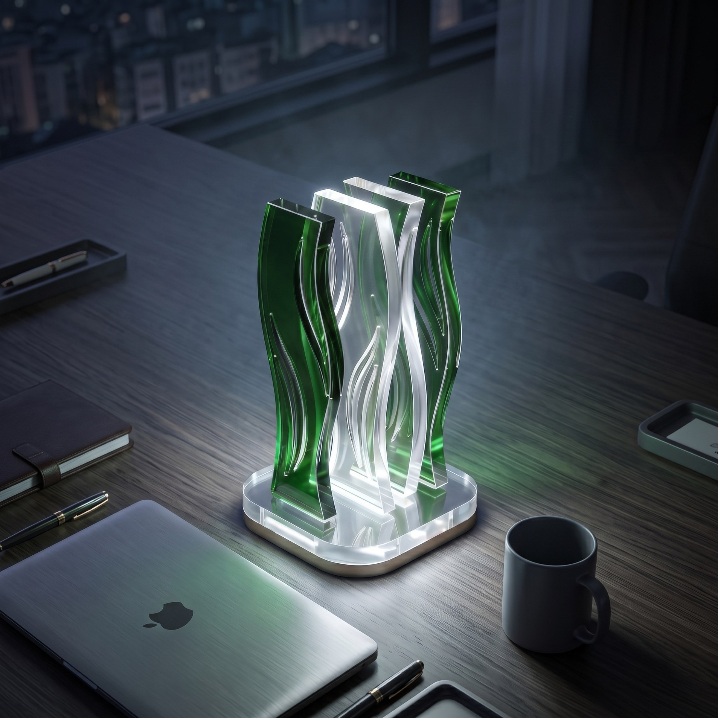 WAVE | Akrilik LED Masa Lambası | Uzaktan Kumandalı +100 Renk RGB Ambiyans Işığı | Dekoratif Modern Salon Yatak Odası Gece Lambası | Collection