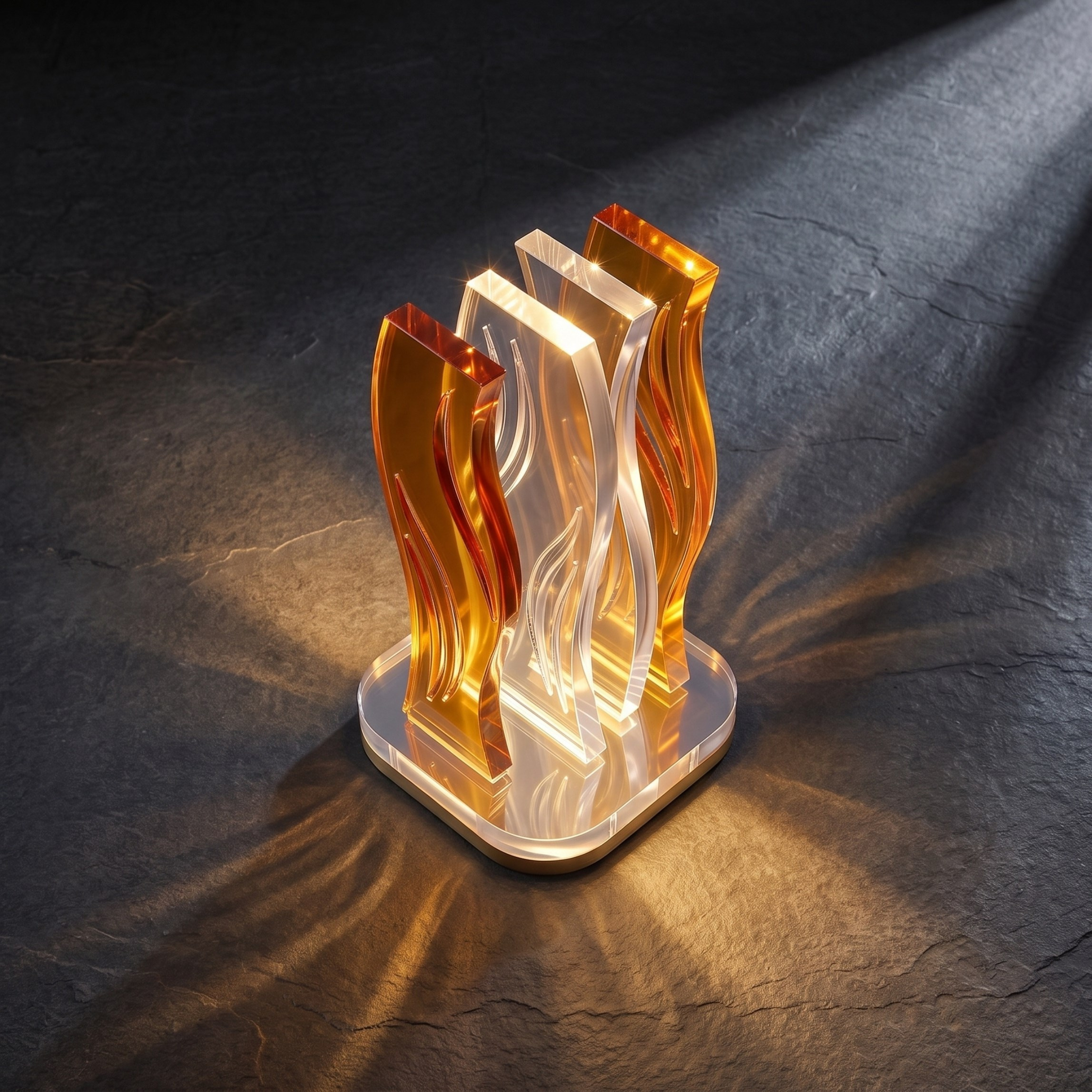 WAVE | Akrilik LED Masa Lambası | Uzaktan Kumandalı +100 Renk RGB Ambiyans Işığı | Dekoratif Modern Salon Yatak Odası Gece Lambası | Collection