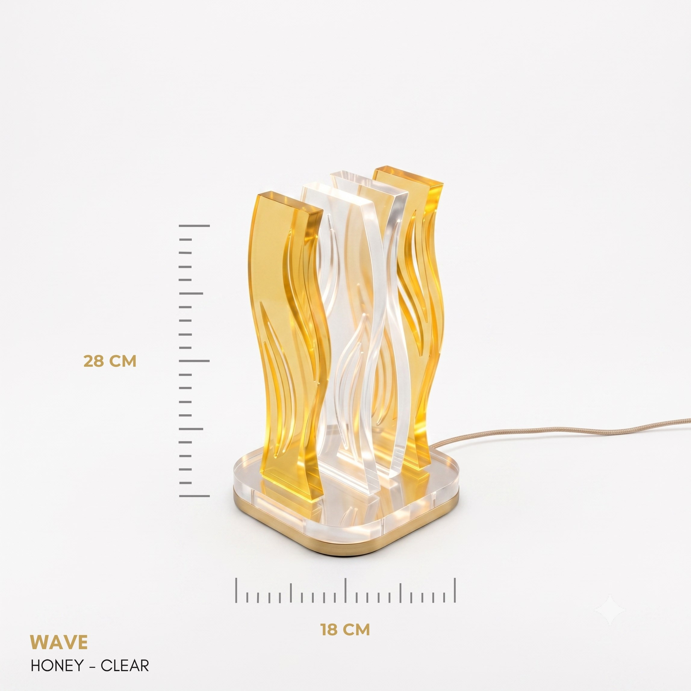 WAVE | Akrilik LED Masa Lambası | Uzaktan Kumandalı +100 Renk RGB Ambiyans Işığı | Dekoratif Modern Salon Yatak Odası Gece Lambası | Collection