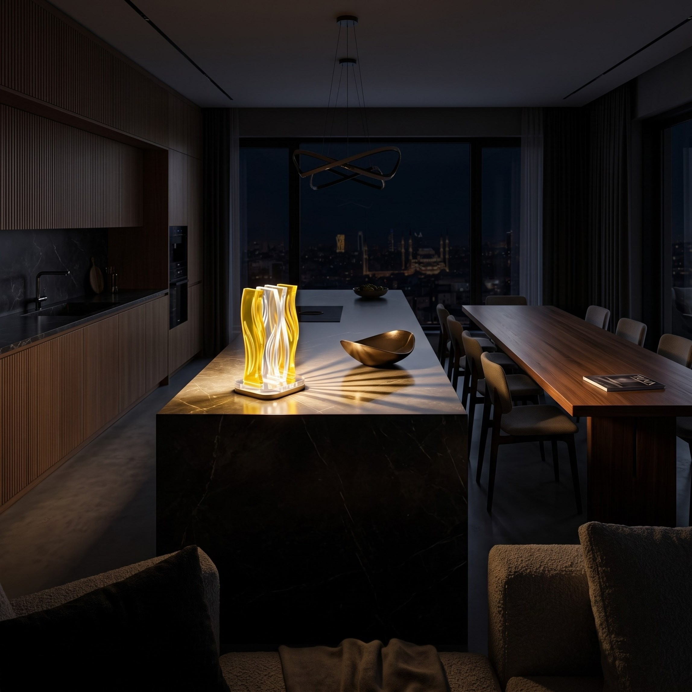 WAVE | Akrilik LED Masa Lambası | Uzaktan Kumandalı +100 Renk RGB Ambiyans Işığı | Dekoratif Modern Salon Yatak Odası Gece Lambası | Collection