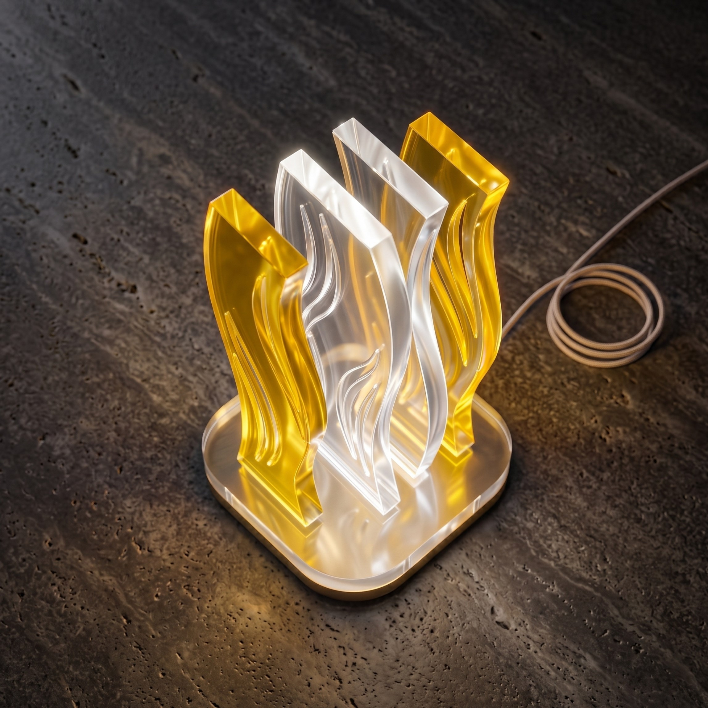 WAVE | Akrilik LED Masa Lambası | Uzaktan Kumandalı +100 Renk RGB Ambiyans Işığı | Dekoratif Modern Salon Yatak Odası Gece Lambası | Collection