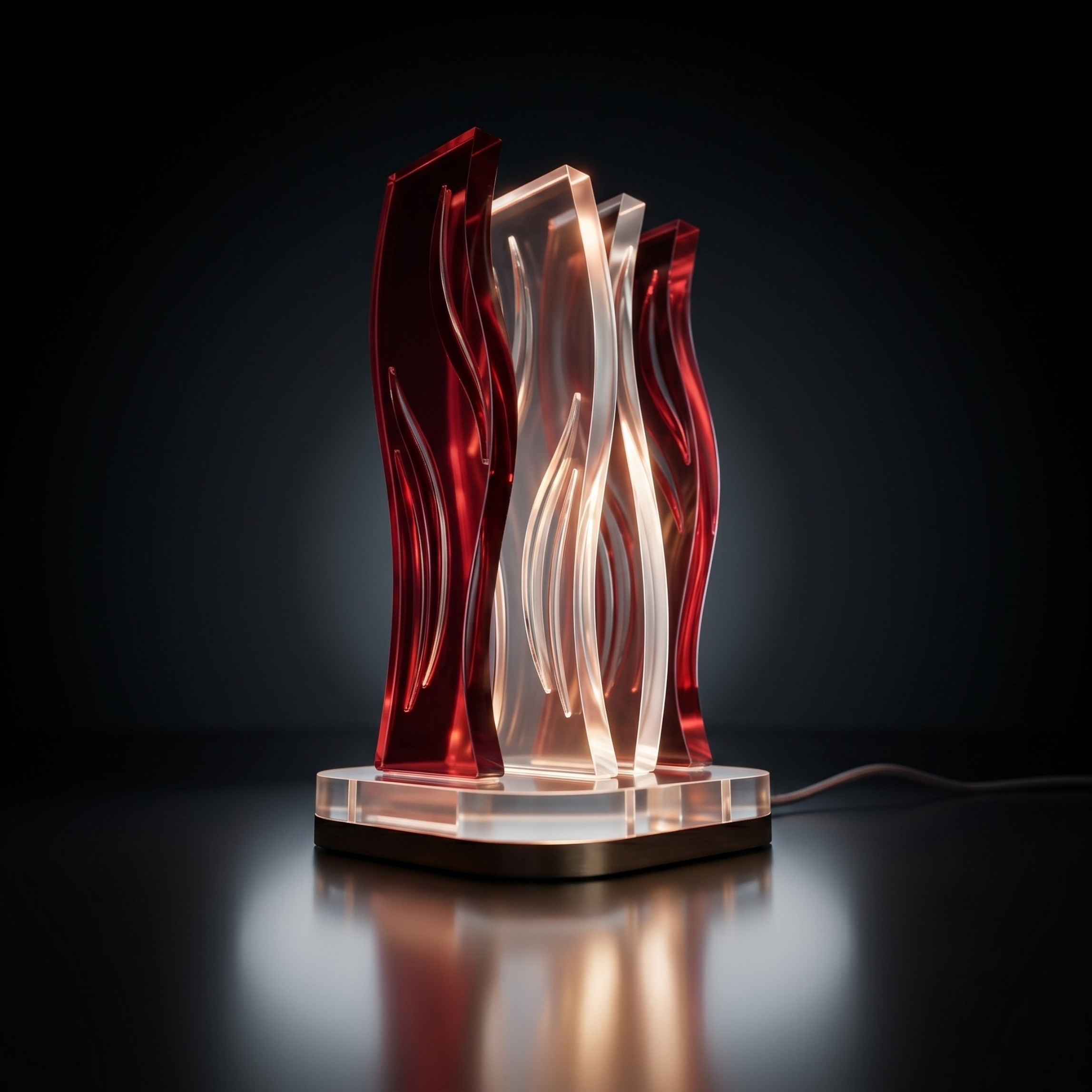WAVE | Akrilik LED Masa Lambası | Uzaktan Kumandalı +100 Renk RGB Ambiyans Işığı | Dekoratif Modern Salon Yatak Odası Gece Lambası | Collection