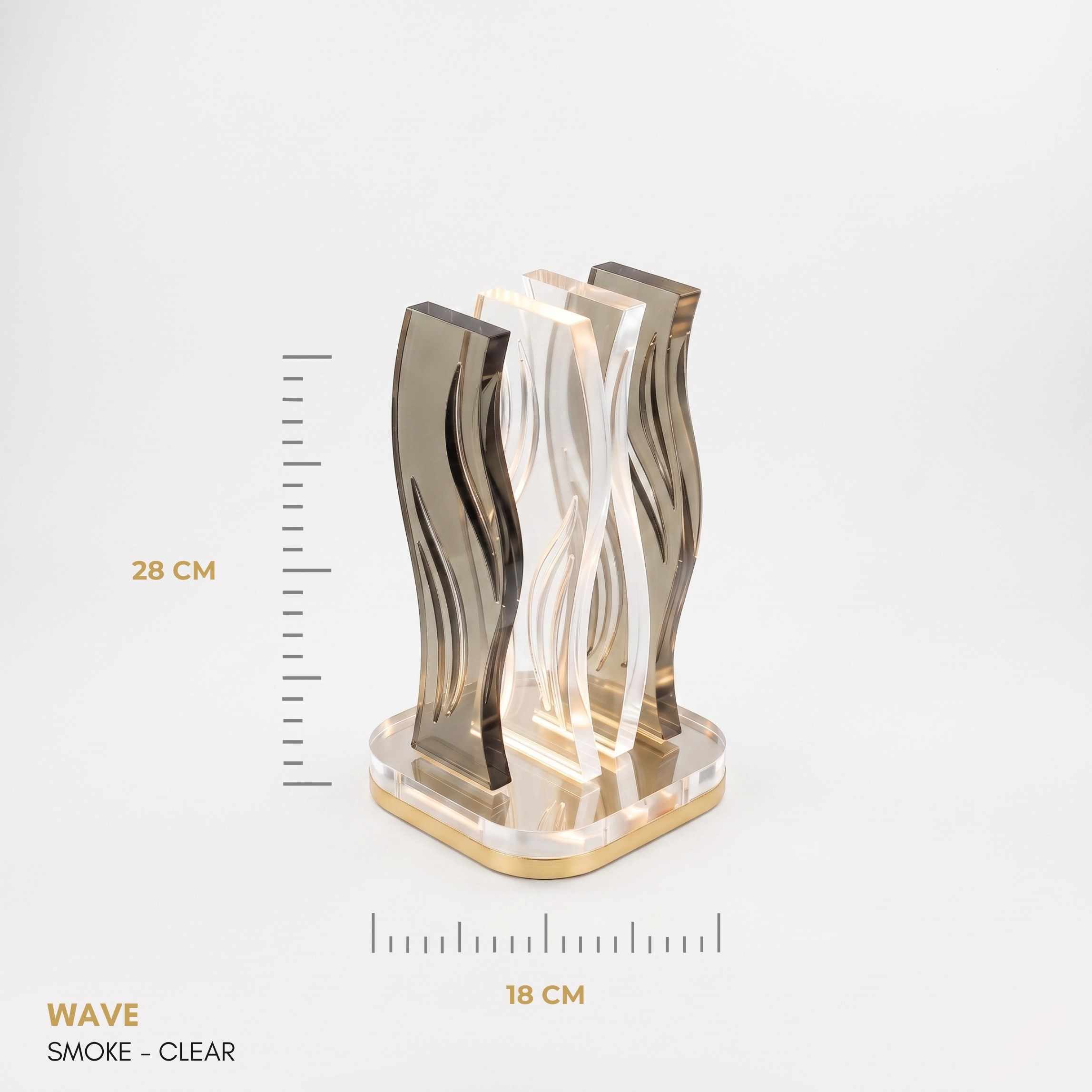 WAVE | Akrilik LED Masa Lambası | Uzaktan Kumandalı +100 Renk RGB Ambiyans Işığı | Dekoratif Modern Salon Yatak Odası Gece Lambası | Collection