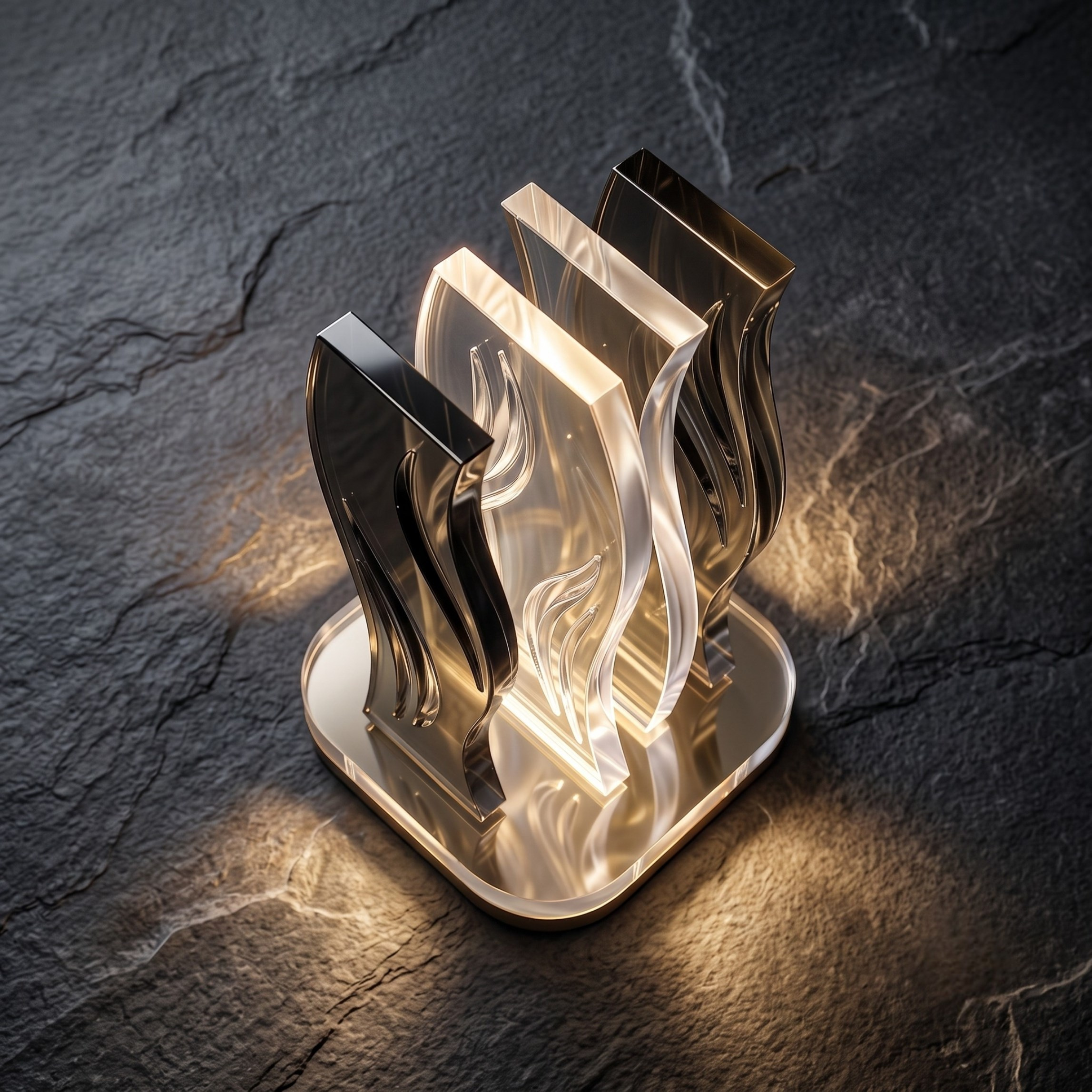 WAVE | Akrilik LED Masa Lambası | Uzaktan Kumandalı +100 Renk RGB Ambiyans Işığı | Dekoratif Modern Salon Yatak Odası Gece Lambası | Collection