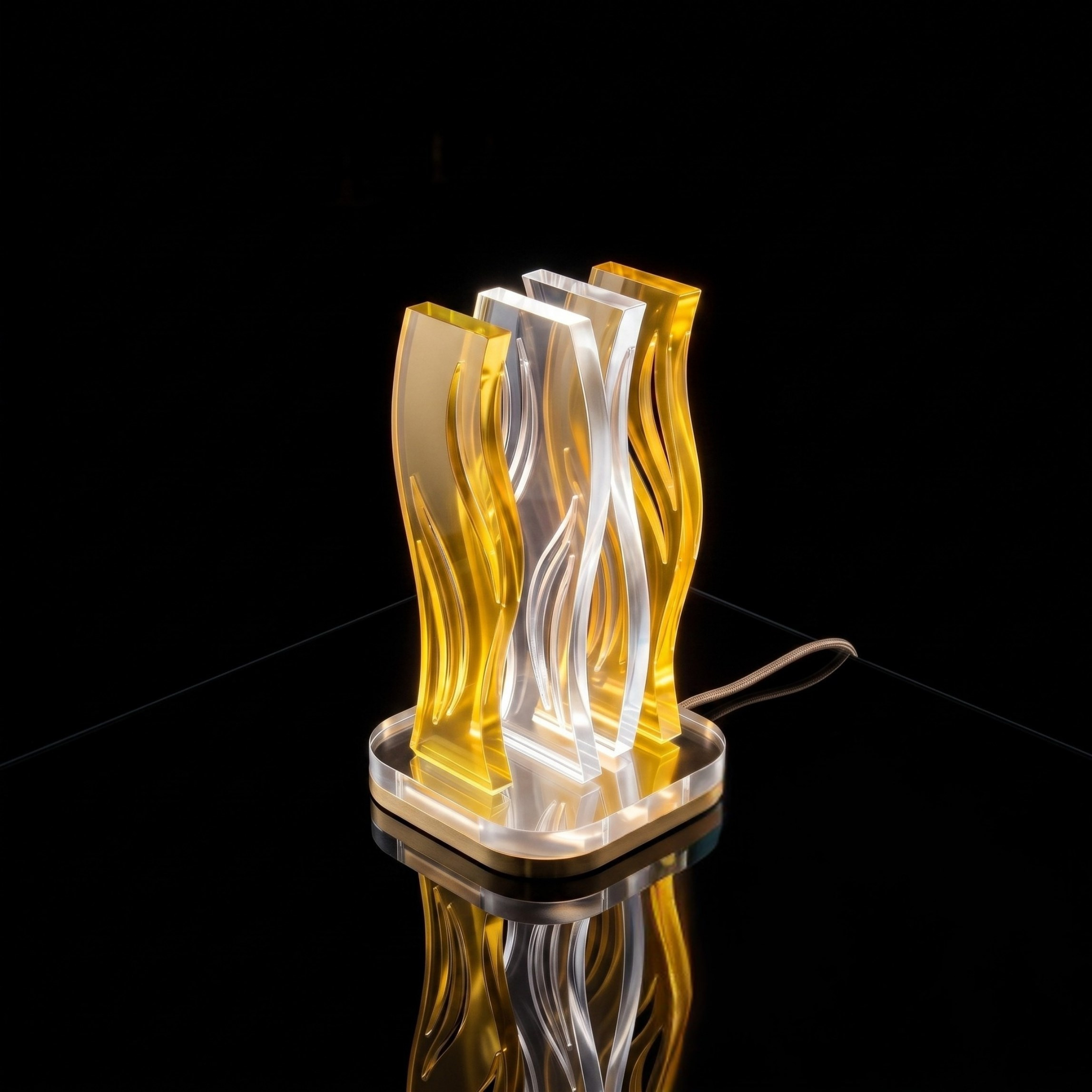 WAVE | Akrilik LED Masa Lambası | Uzaktan Kumandalı +100 Renk RGB Ambiyans Işığı | Dekoratif Modern Salon Yatak Odası Gece Lambası | Collection