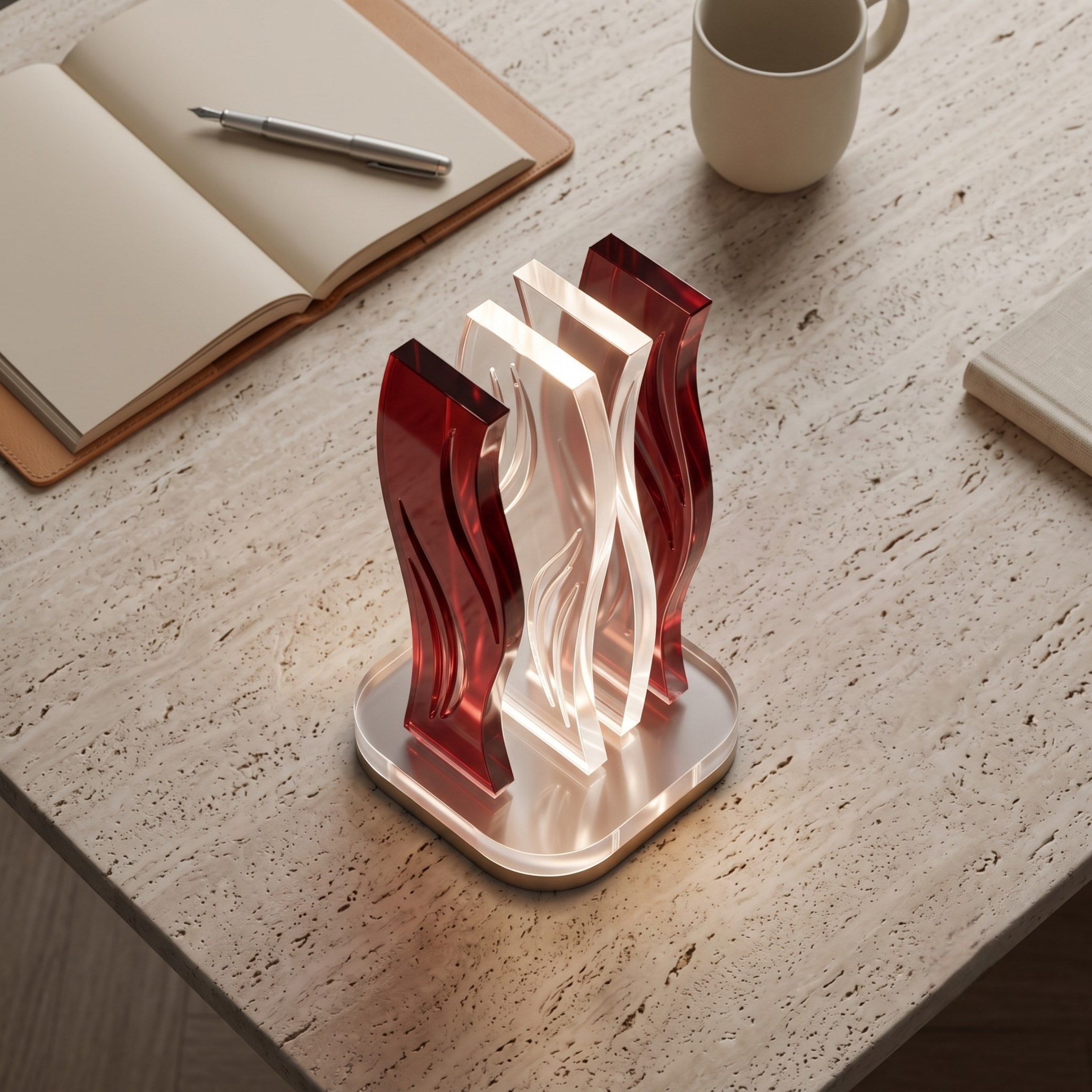 WAVE | Akrilik LED Masa Lambası | Uzaktan Kumandalı +100 Renk RGB Ambiyans Işığı | Dekoratif Modern Salon Yatak Odası Gece Lambası | Collection
