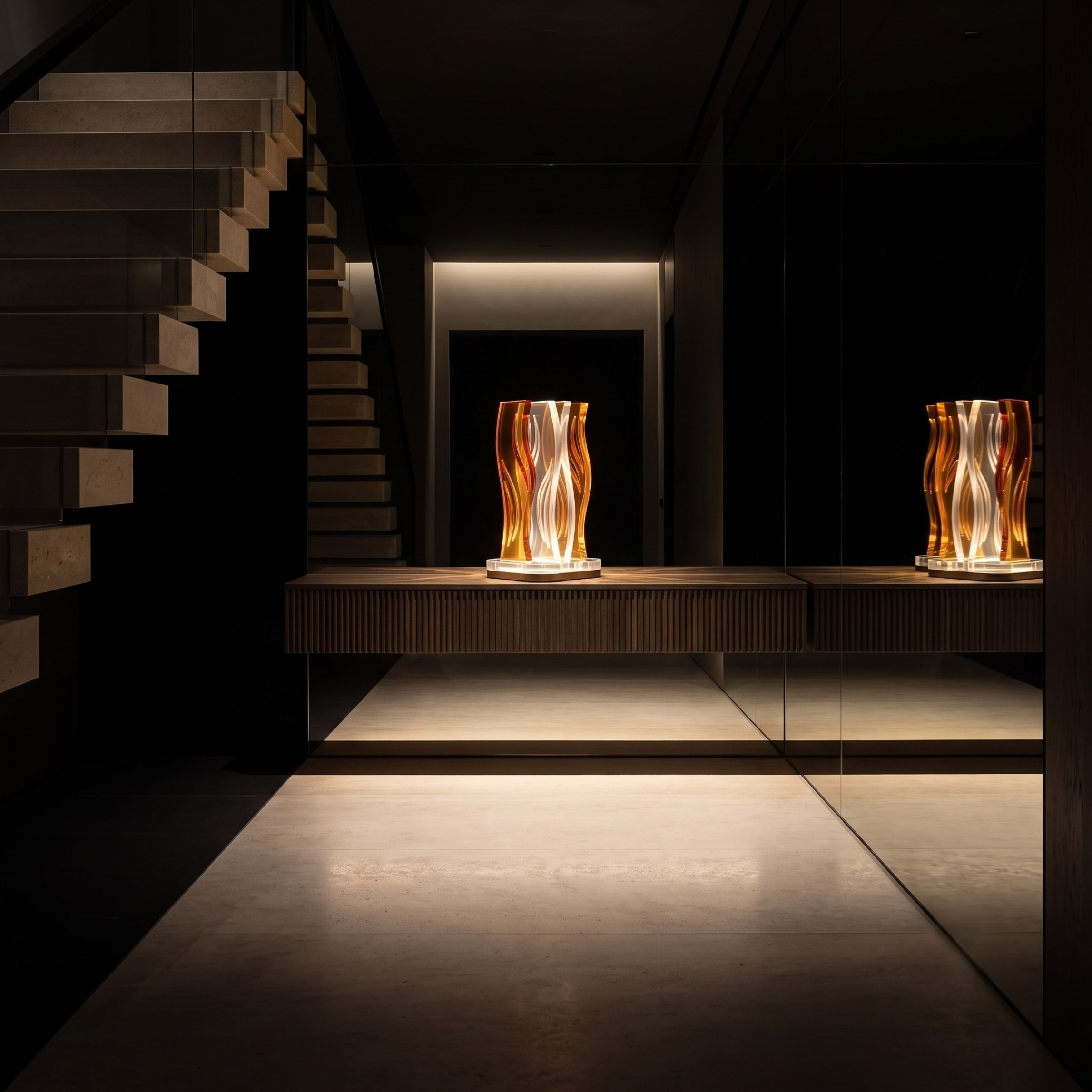 WAVE | Akrilik LED Masa Lambası | Uzaktan Kumandalı +100 Renk RGB Ambiyans Işığı | Dekoratif Modern Salon Yatak Odası Gece Lambası | Collection