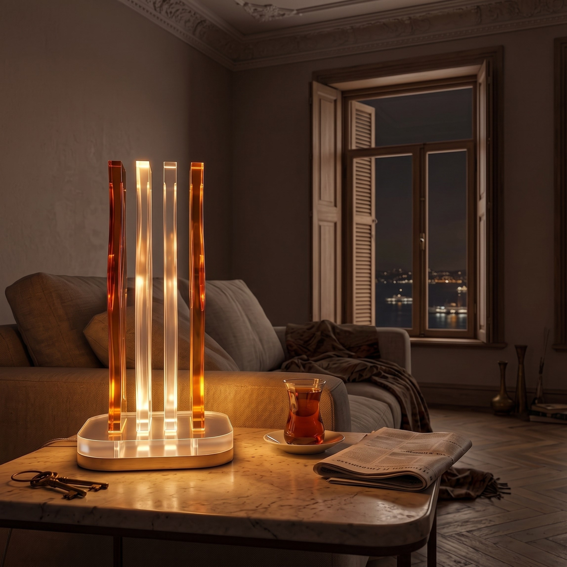 WAVE | Akrilik LED Masa Lambası | Uzaktan Kumandalı +100 Renk RGB Ambiyans Işığı | Dekoratif Modern Salon Yatak Odası Gece Lambası | Collection