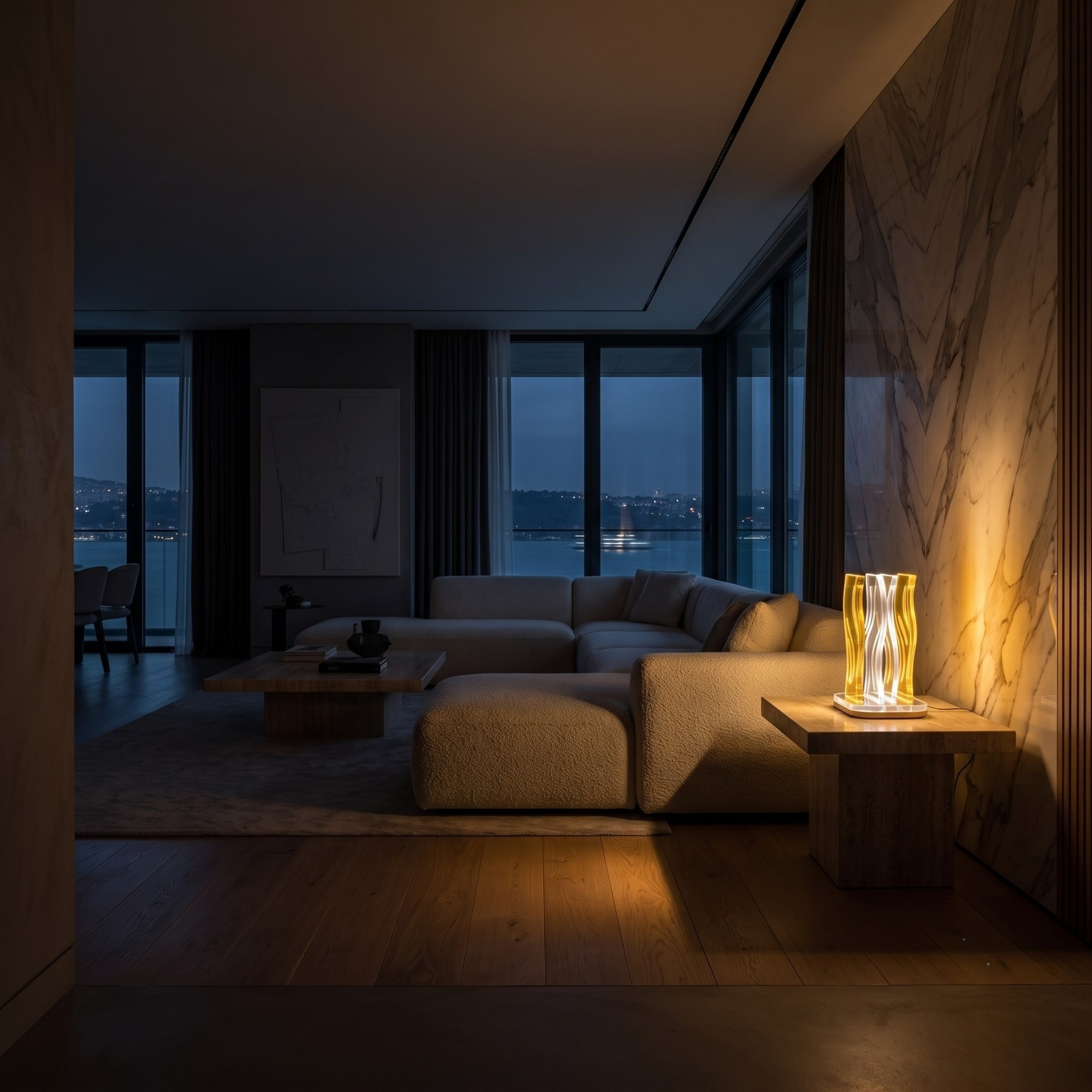 WAVE | Akrilik LED Masa Lambası | Uzaktan Kumandalı +100 Renk RGB Ambiyans Işığı | Dekoratif Modern Salon Yatak Odası Gece Lambası | Collection