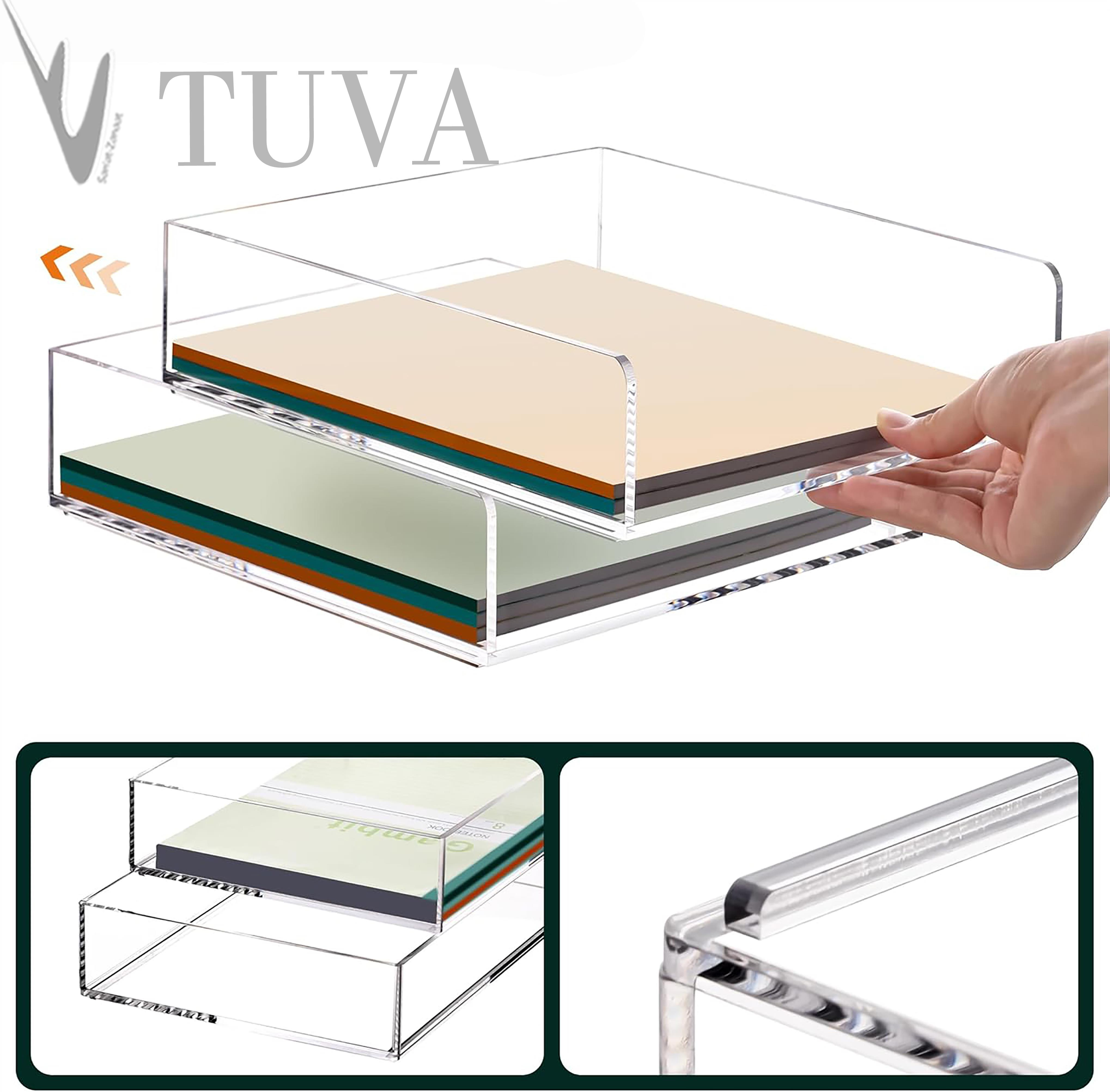 Yatay & Dikey Form İki Kat Raf Modern Dergi Kitap Dosya Düzenleyici | Minimalist Masaüstü Organizer | Tuva Premium Tasarım
