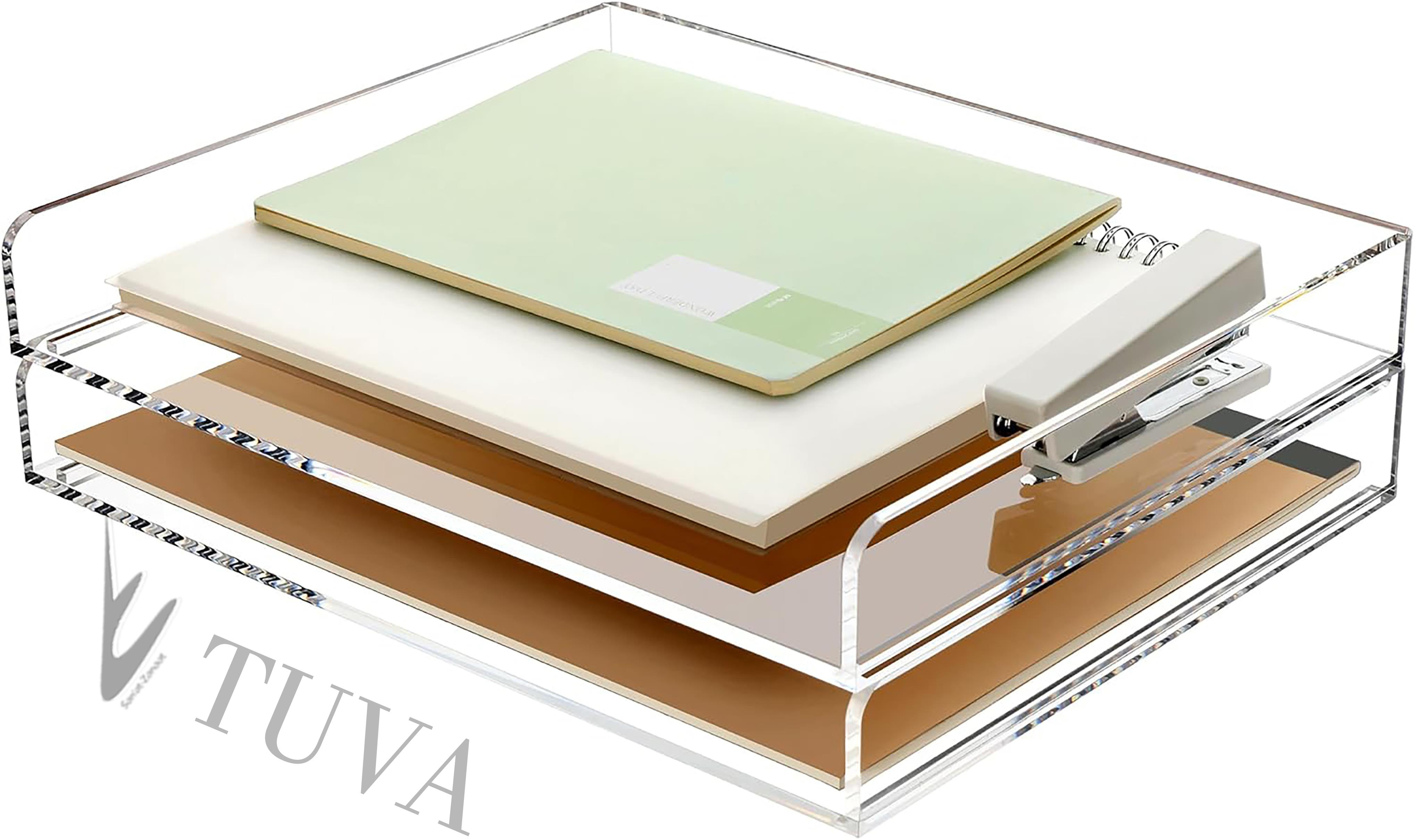 Yatay & Dikey Form İki Kat Raf Modern Dergi Kitap Dosya Düzenleyici | Minimalist Masaüstü Organizer | Tuva Premium Tasarım