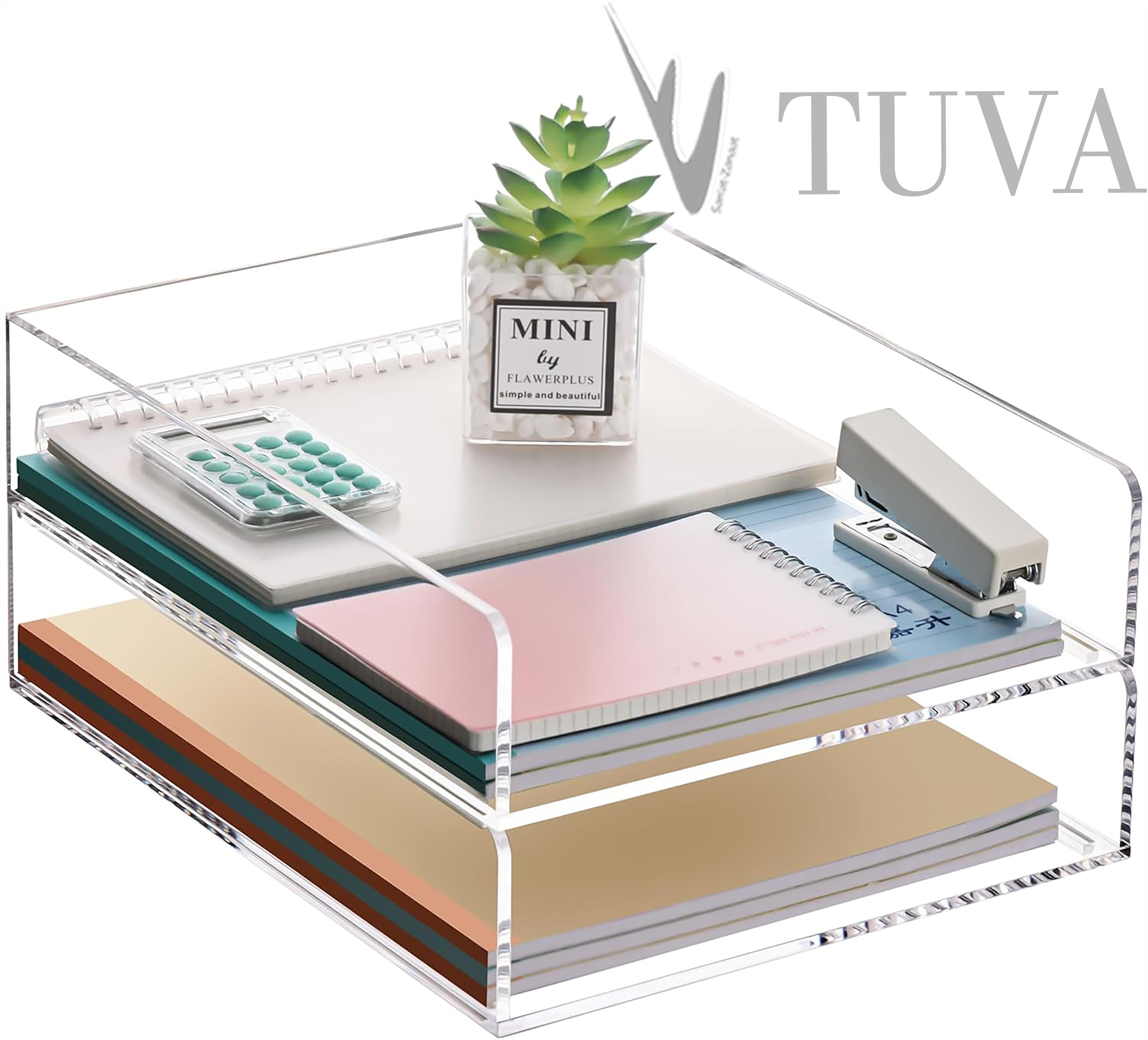 Yatay & Dikey Form İki Kat Raf Modern Dergi Kitap Dosya Düzenleyici | Minimalist Masaüstü Organizer | Tuva Premium Tasarım