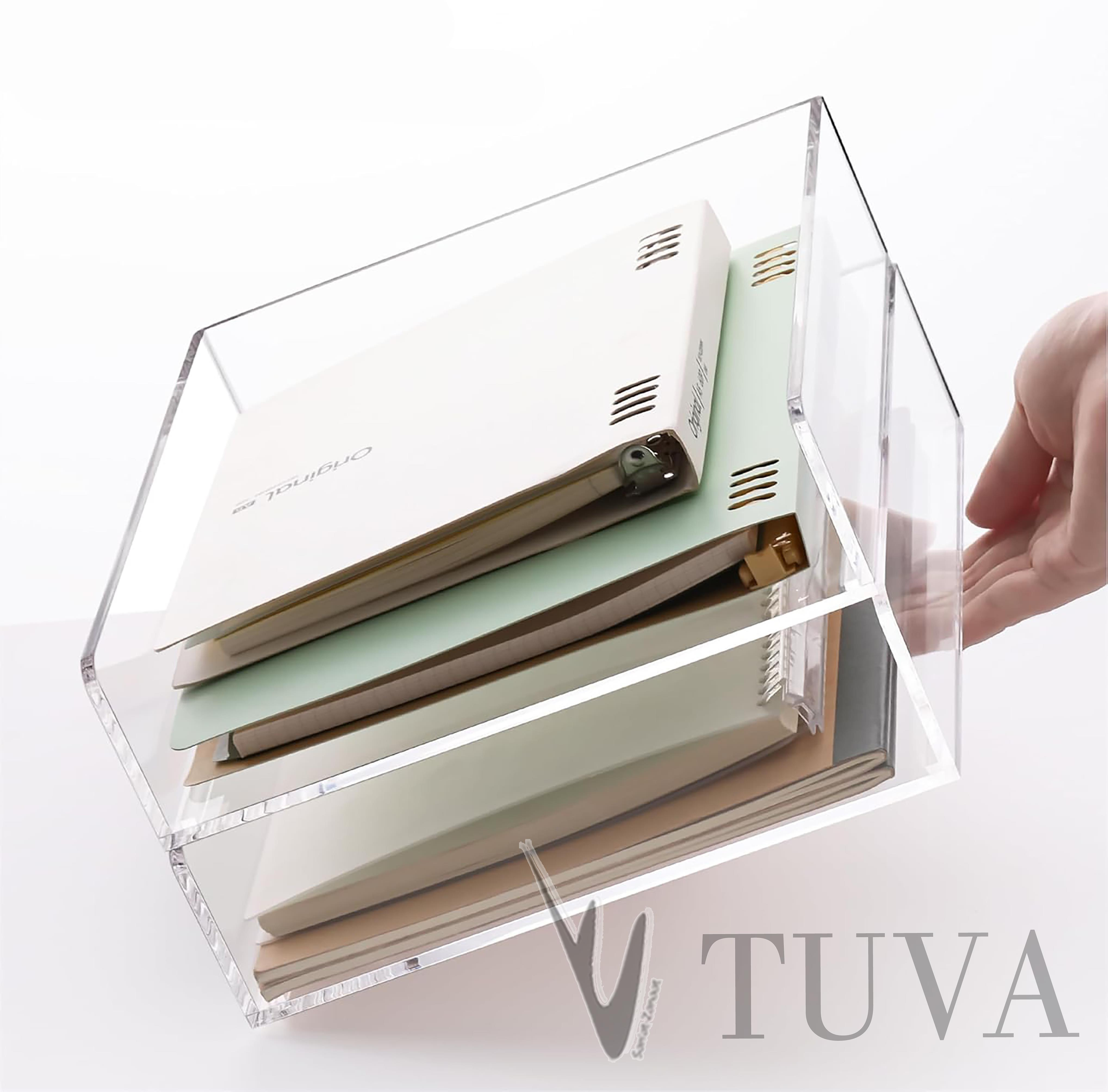 Yatay & Dikey Form İki Kat Raf Modern Dergi Kitap Dosya Düzenleyici | Minimalist Masaüstü Organizer | Tuva Premium Tasarım
