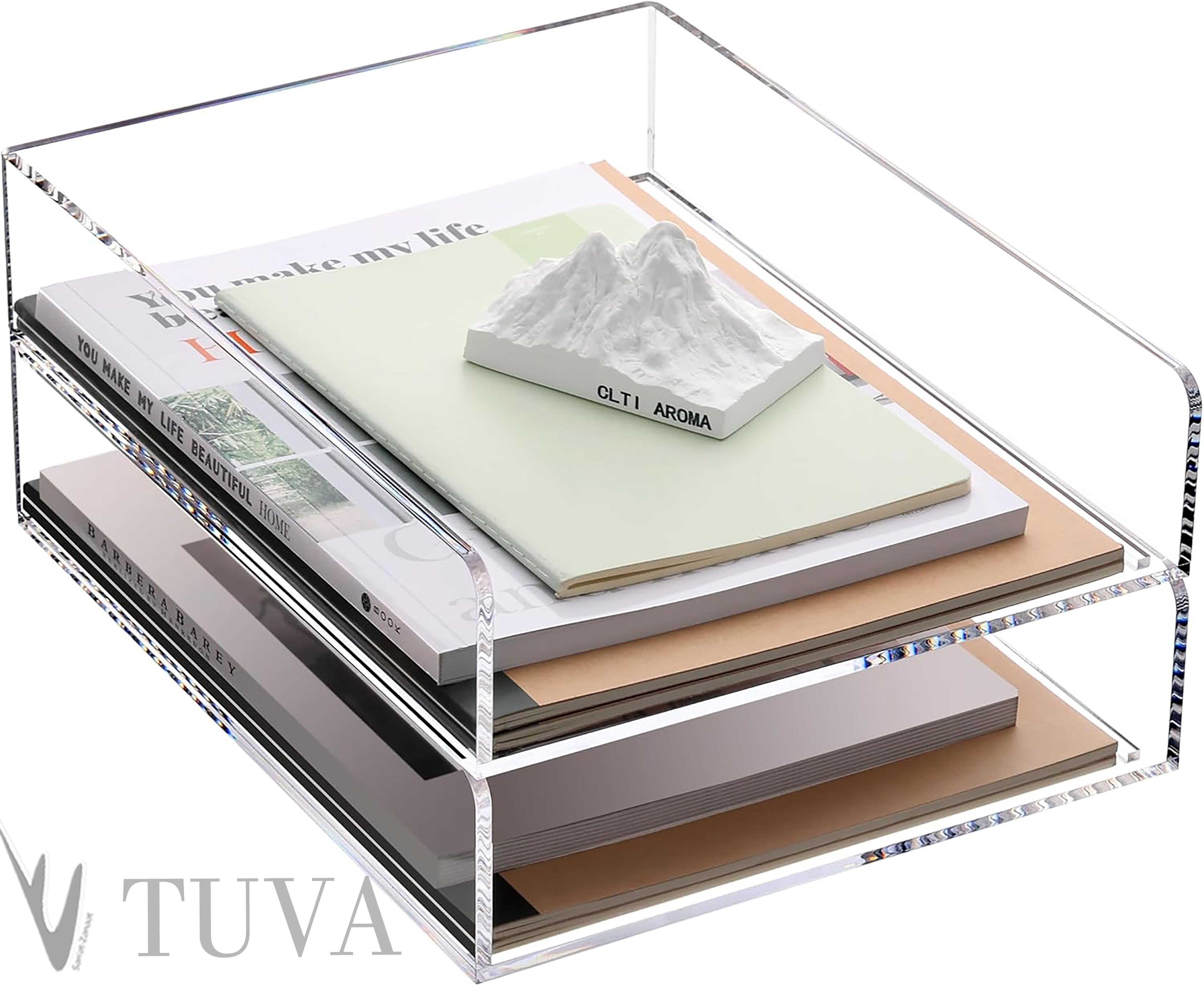 Yatay & Dikey Form İki Kat Raf Modern Dergi Kitap Dosya Düzenleyici | Minimalist Masaüstü Organizer | Tuva Premium Tasarım