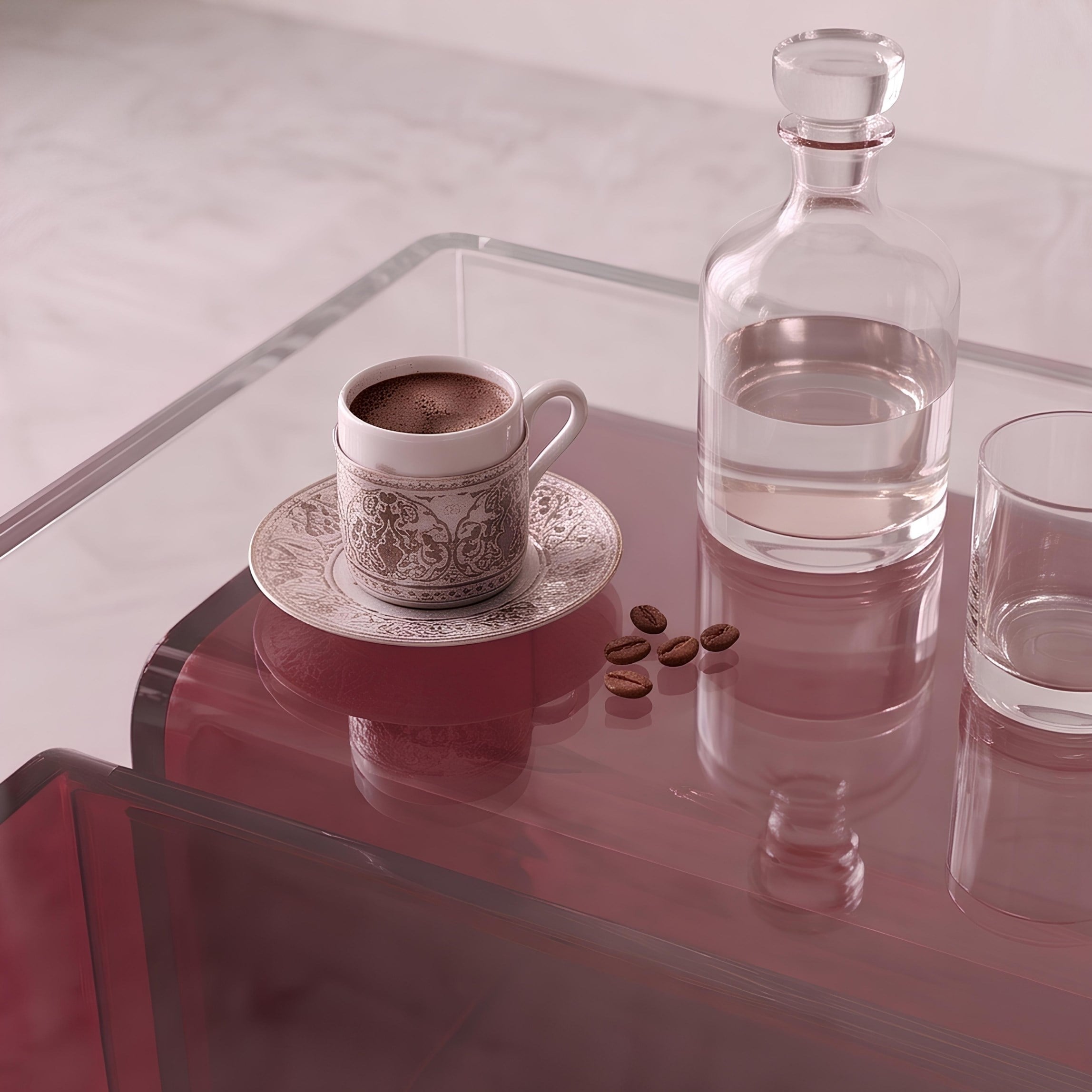 ZYGON ECHO | Premium Akrilik 3'lü Zigon Set ve Orta Sehpa | TUVA Collection