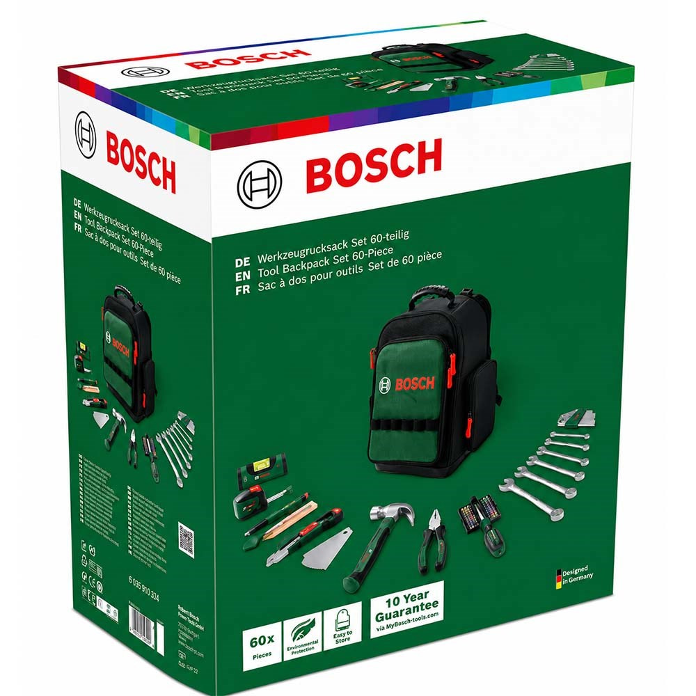 BOSCH 1600A02ZA1 Dolu Takım Çantası Sırt Tipi - El Aleti Seti Profesyonel 60 Parça
