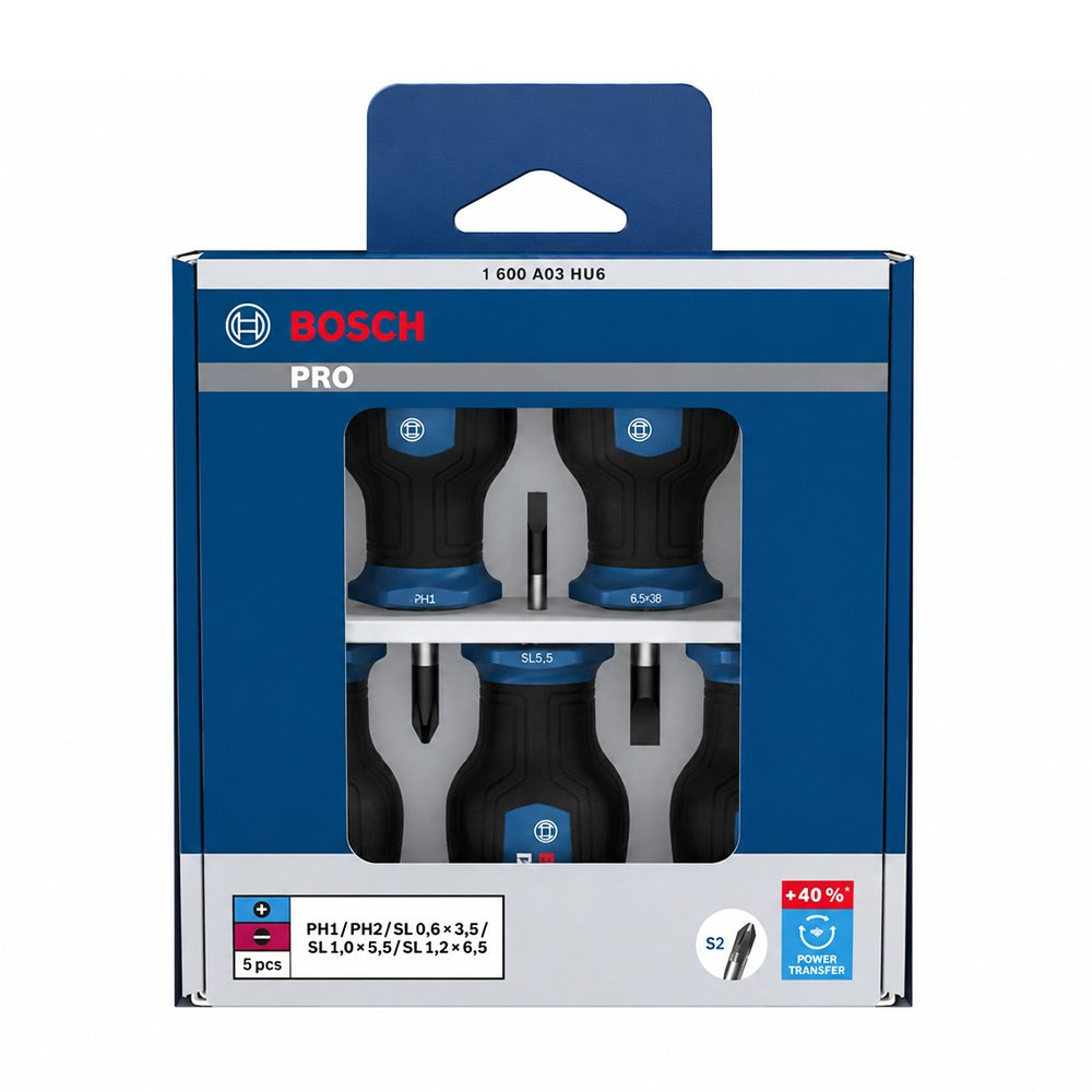 BOSCH Düz ve Yıldız Uçlu Topaç Tornavida Takımı Pro PZ/SL 5 Parça
