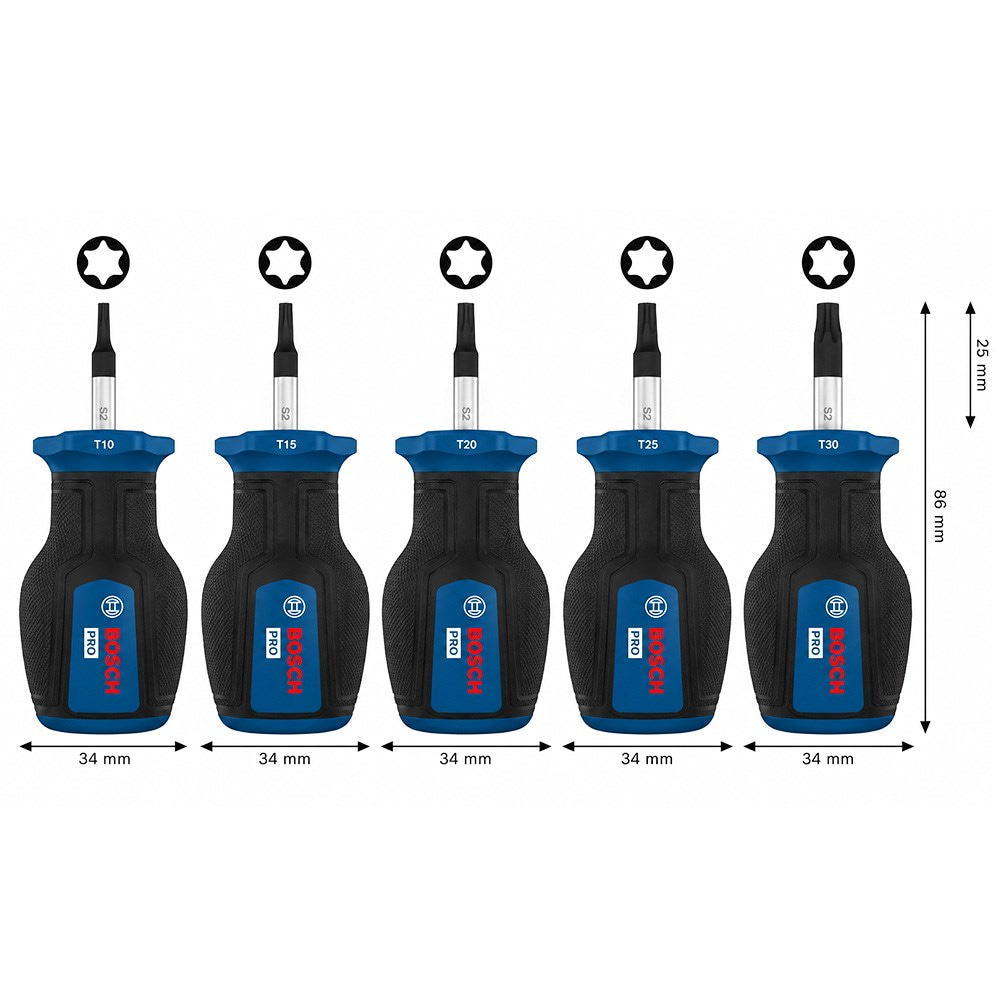 BOSCH Torx Uçlu Topaç Tornavida Takımı Pro 5 Parça