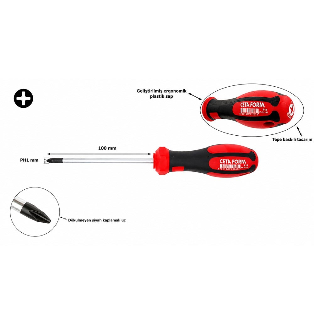 CETA FORM Yıldız Uçlu Tornavida C-Plus PH1 x 100 mm