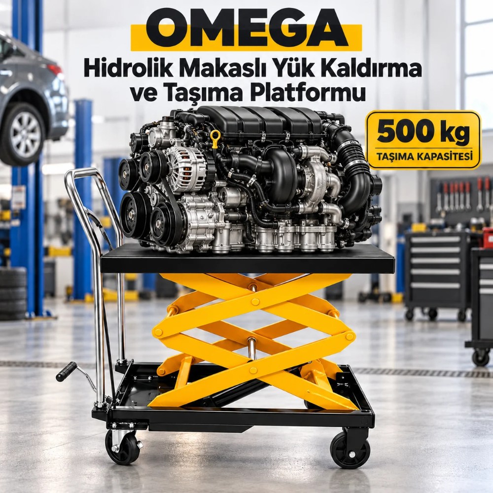OMEGA Hidrolik Makaslı Yük Kaldırma ve Taşıma Platformu 500 kg