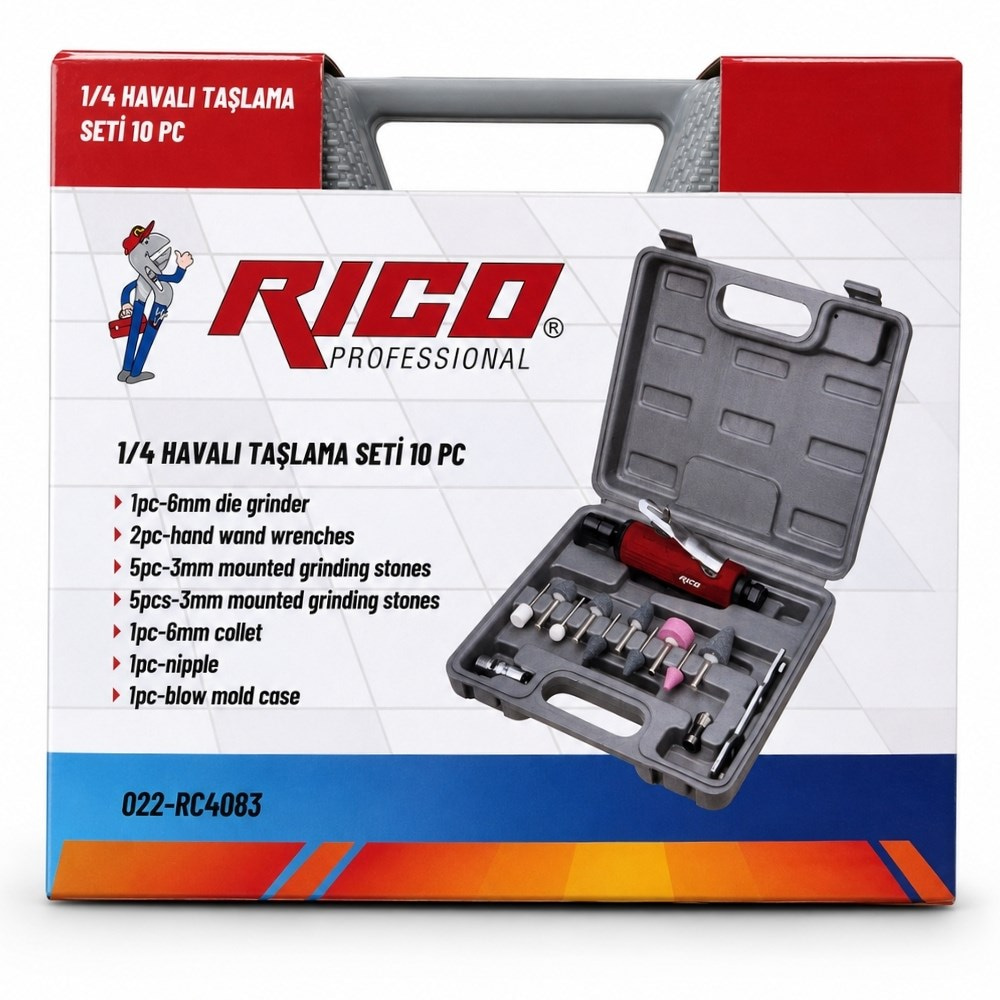 RICO 1/4 Havalı Kalıpçı Taşlama Seti 10 Parça