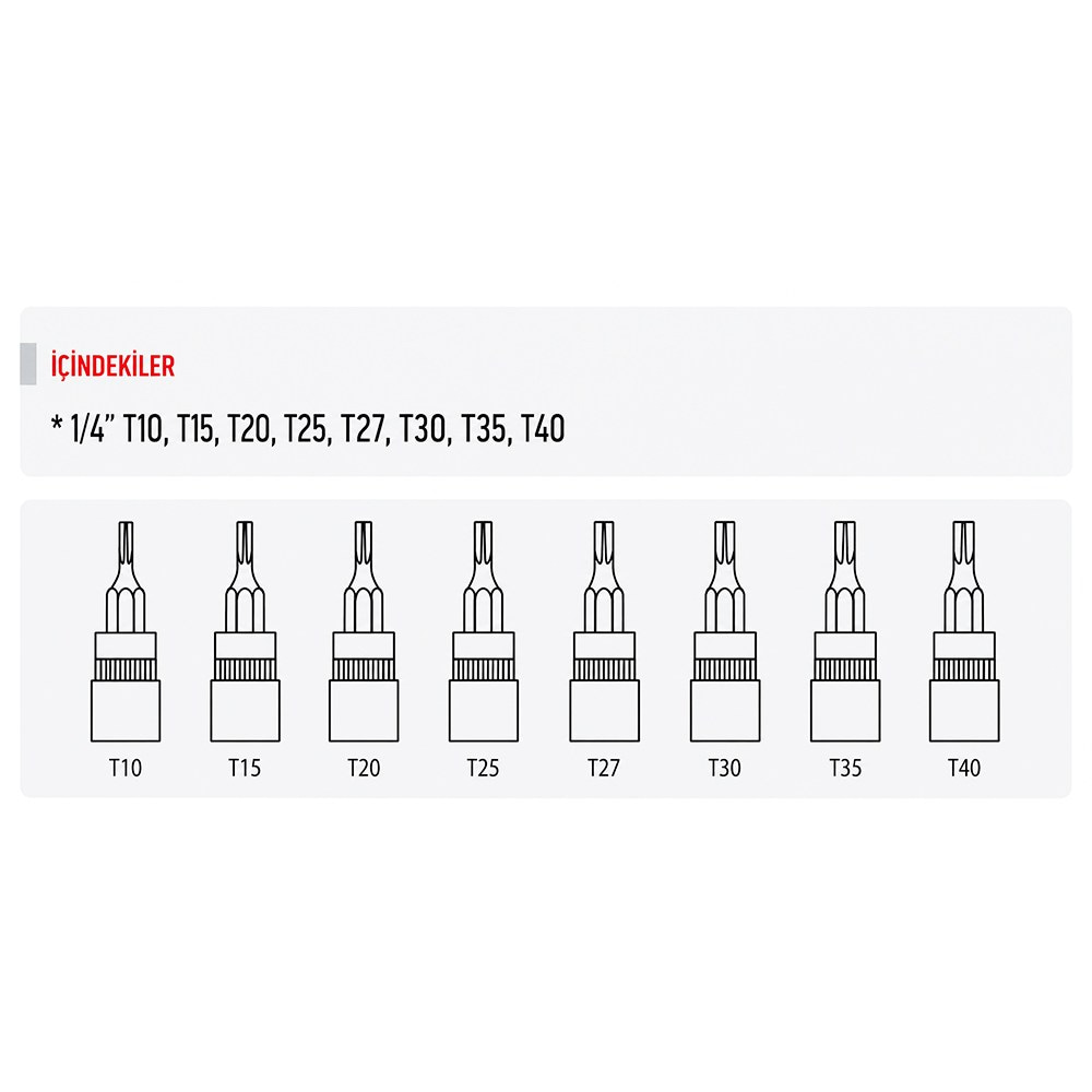 RICO 1/4 Lokmalı Torx Uç 8 Parça